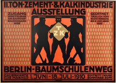 Affiche d'origine ancienne, Clay Cement Lime Industry Exhibition Berlin Industry TZK