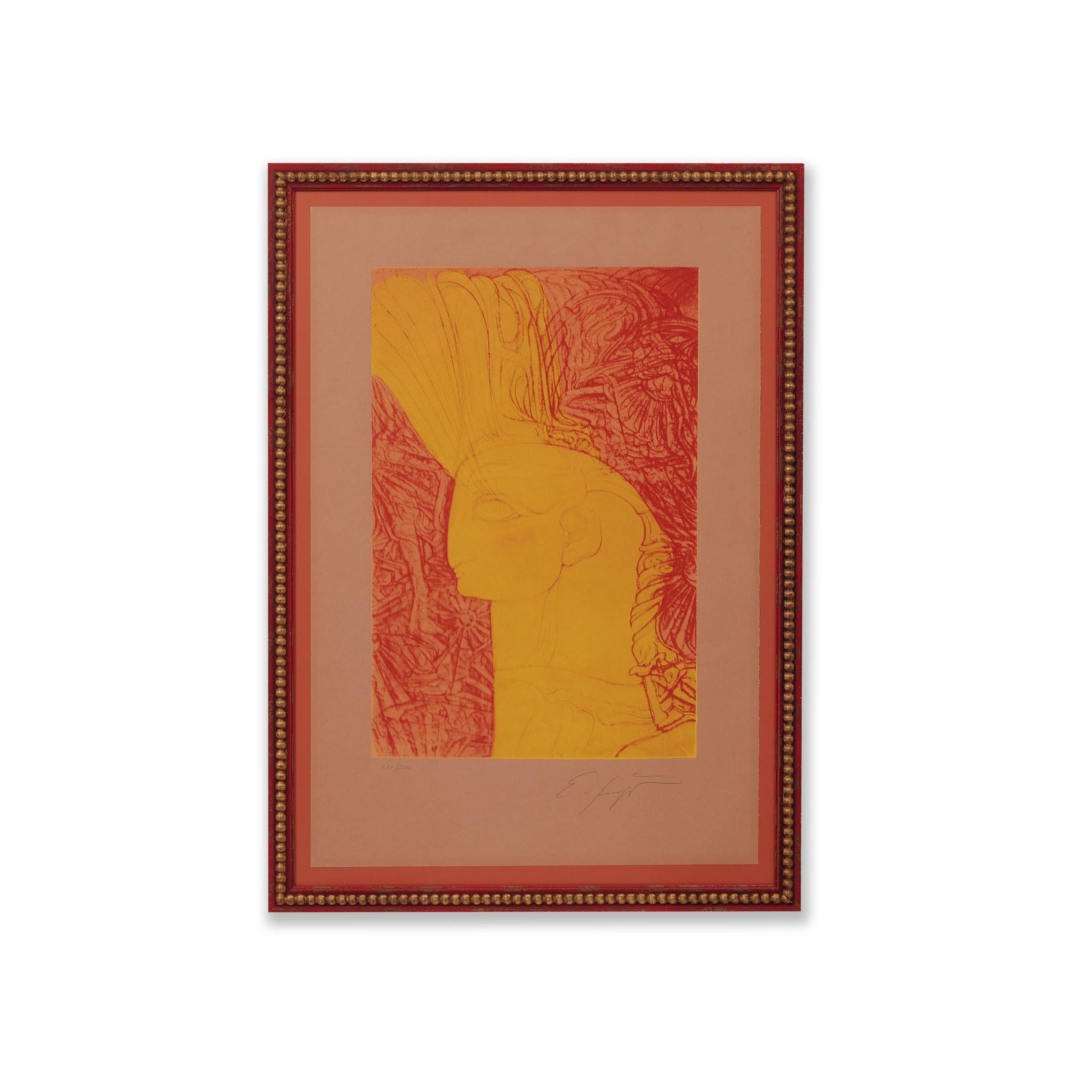 Autrichien Ernst Fuchs (1930 - 2015)  « Hauteur d'un chérubin », créé en 1982  Sérigraphie couleur en vente
