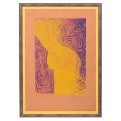 Retro Ernst Fuchs (1930 - 2015)  "Head of a cherub", created in 1982  Color silkscreen