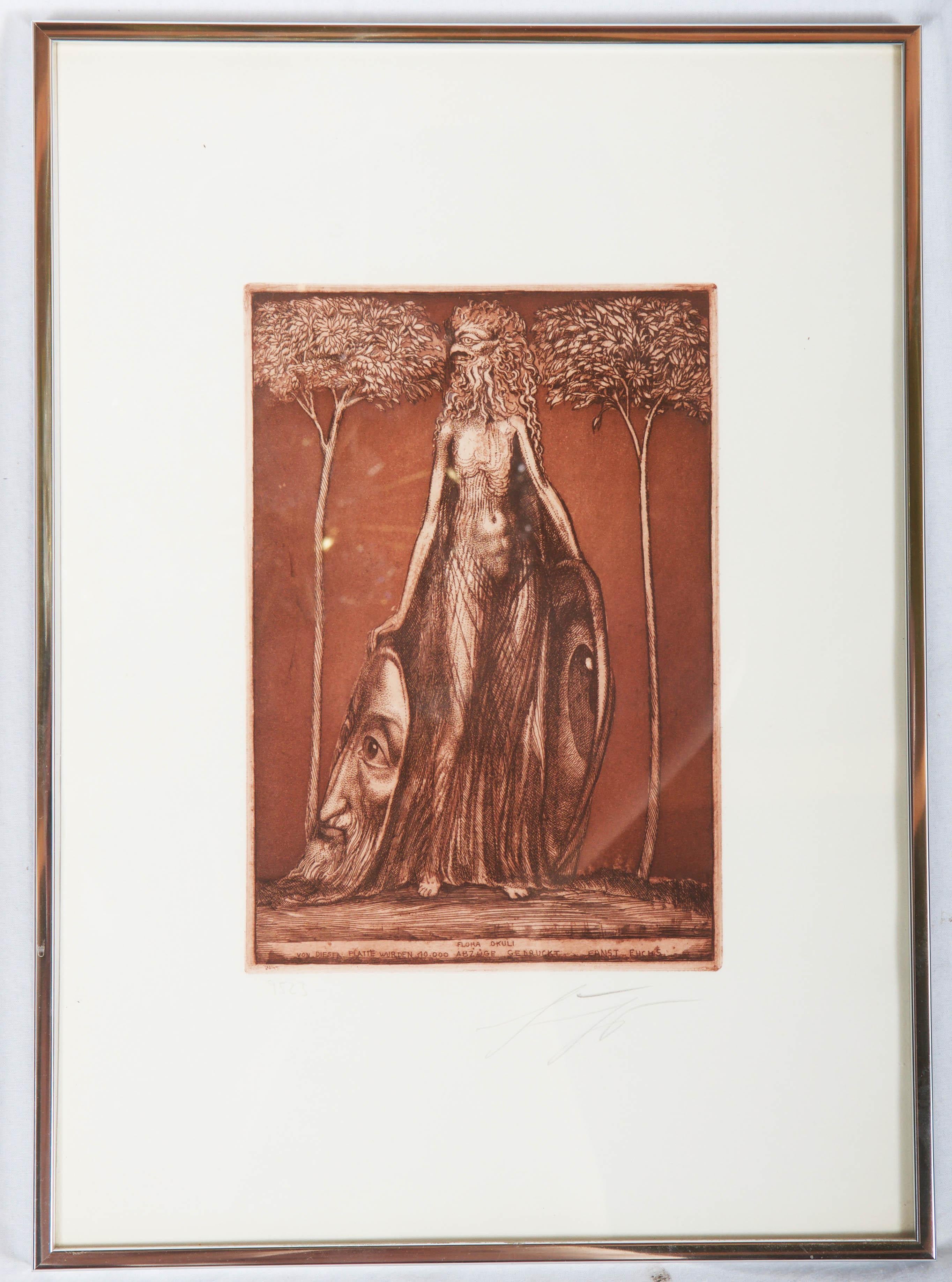 Ernst Fuchs Gravure Flora Okuli en vente 2