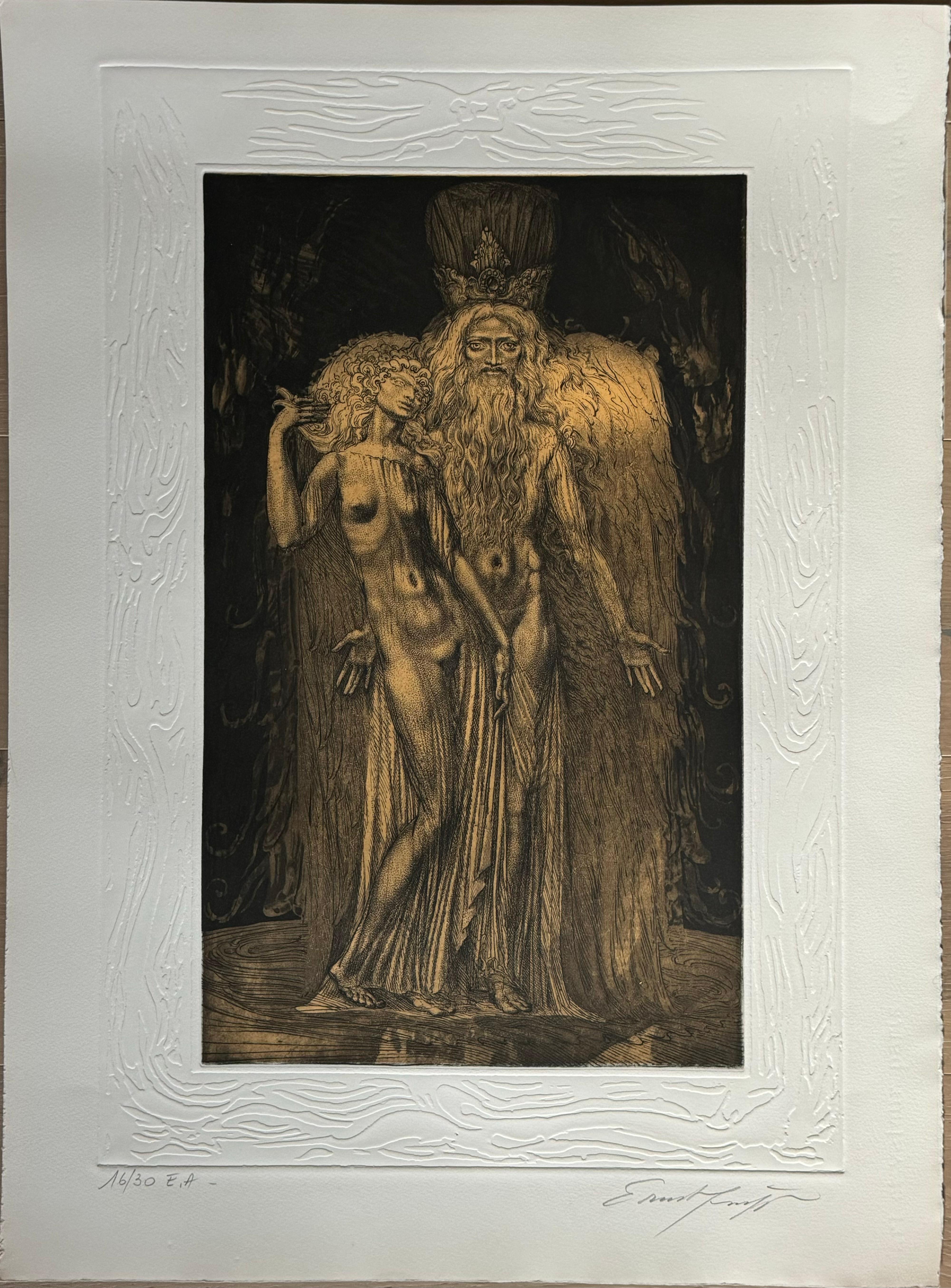 Incisione #1 di Ernst Fuchs: KABBALAH (SEFER YETSIRA e 32 SENTIERI DELLA SAGGEZZA) in vendita 1