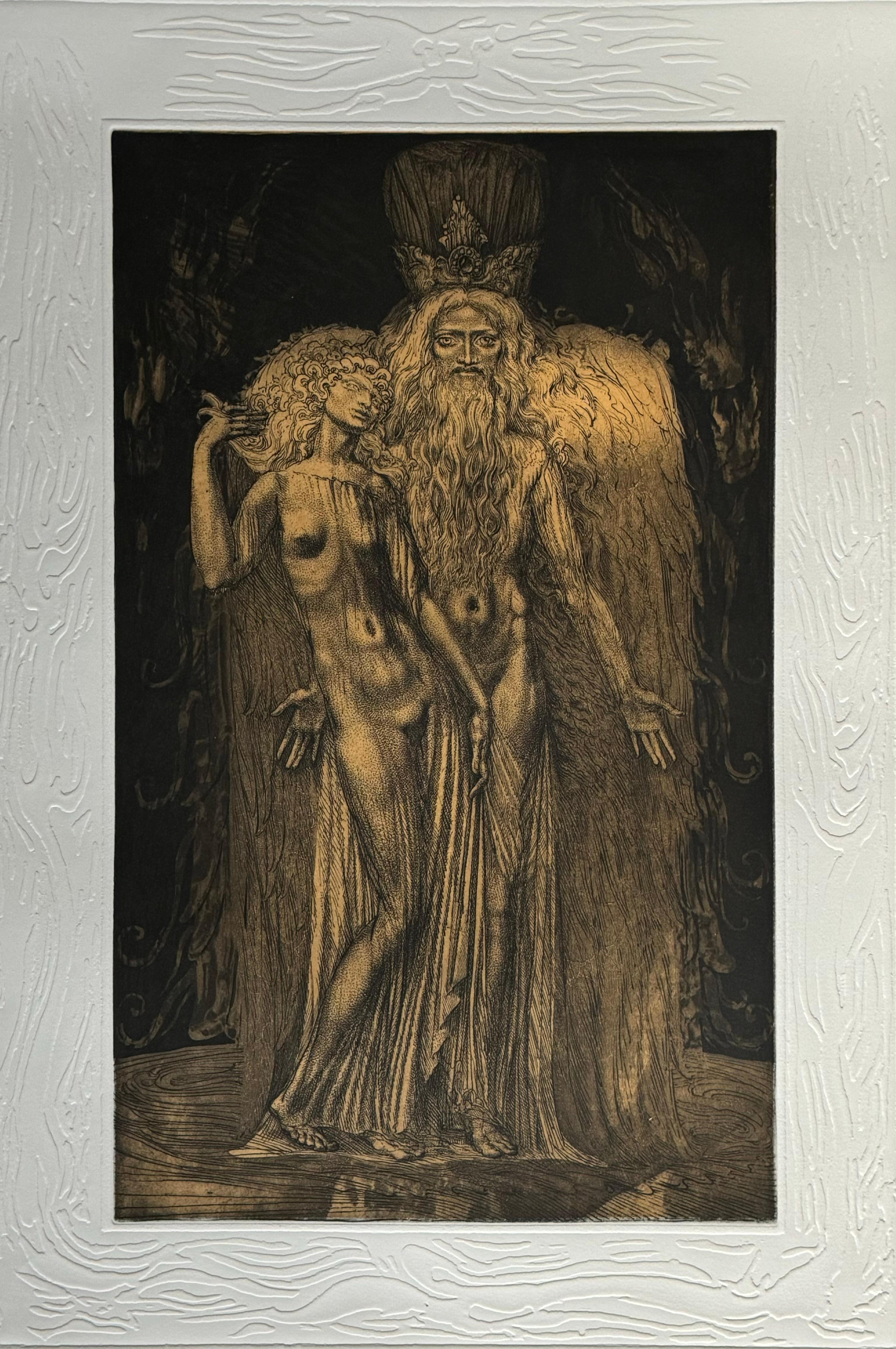 Grabado nº 1 de Ernst Fuchs: KABBALAH (SEFER YETSIRA y 32 SENDEROS DE LA SABIDURÍA)