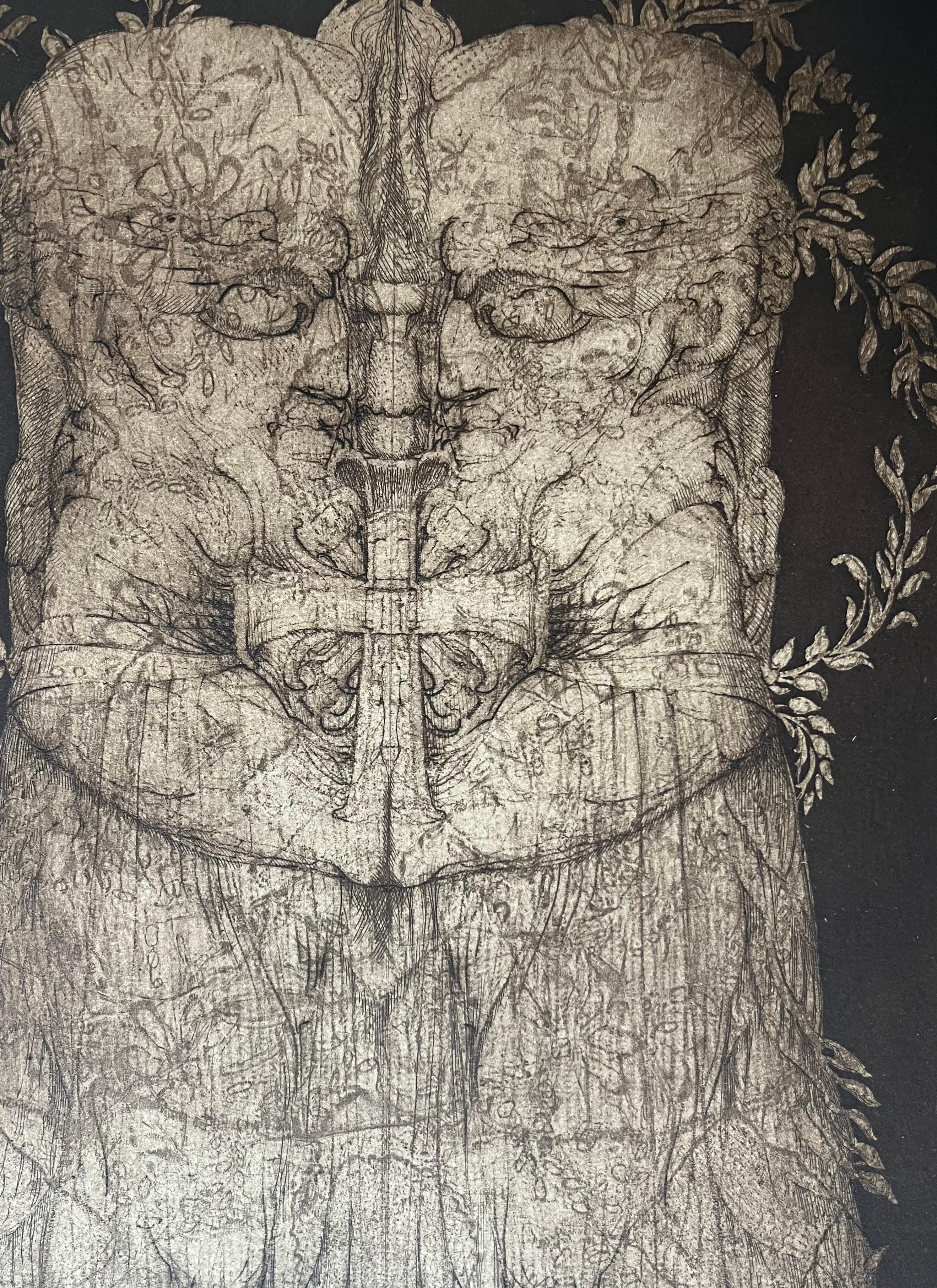 Original engraving #14 by Ernst FUCHS from Kabbalah (THIRTY-TWO PATHS OF WISDOM by SEFER YETZIRA), 1978
Etching signed and numbered 16/30 E.A.
Page size - 30 x 22 in  76 x 56 cm
Image size - 21 x 12.50 in x 53 x 32 cm

This collector's piece,