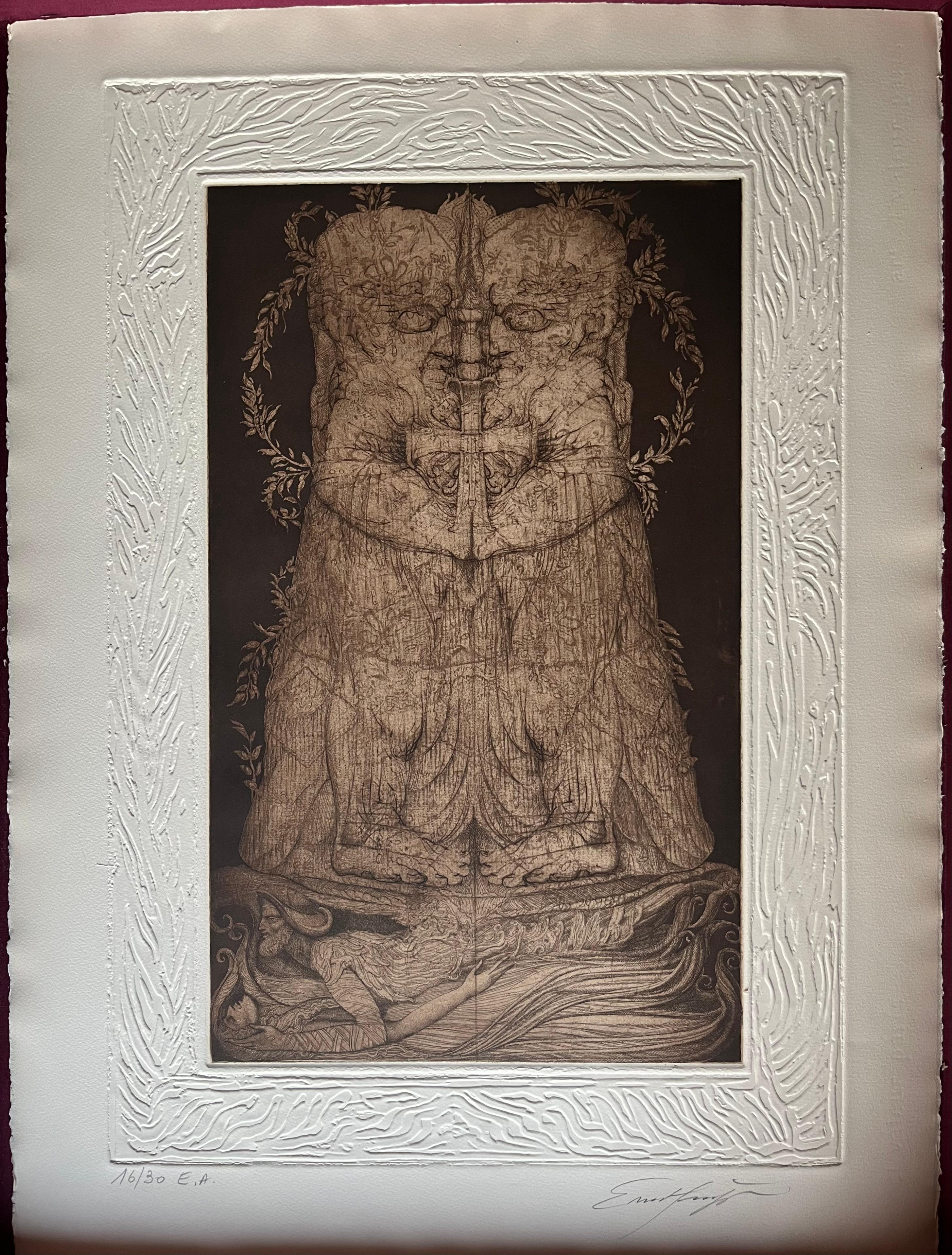 Engraving #14 by Ernst Fuchs: KABBALAH (SEFER YETSIRA and 32 PATHS OF WISDOM) 3