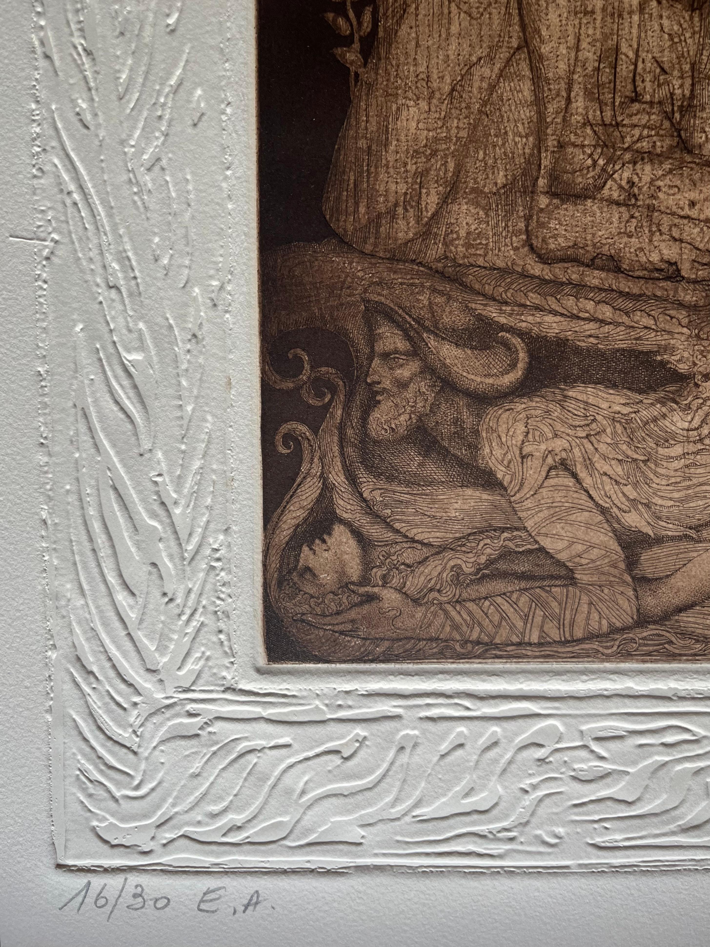 Engraving #14 by Ernst Fuchs: KABBALAH (SEFER YETSIRA and 32 PATHS OF WISDOM) 5