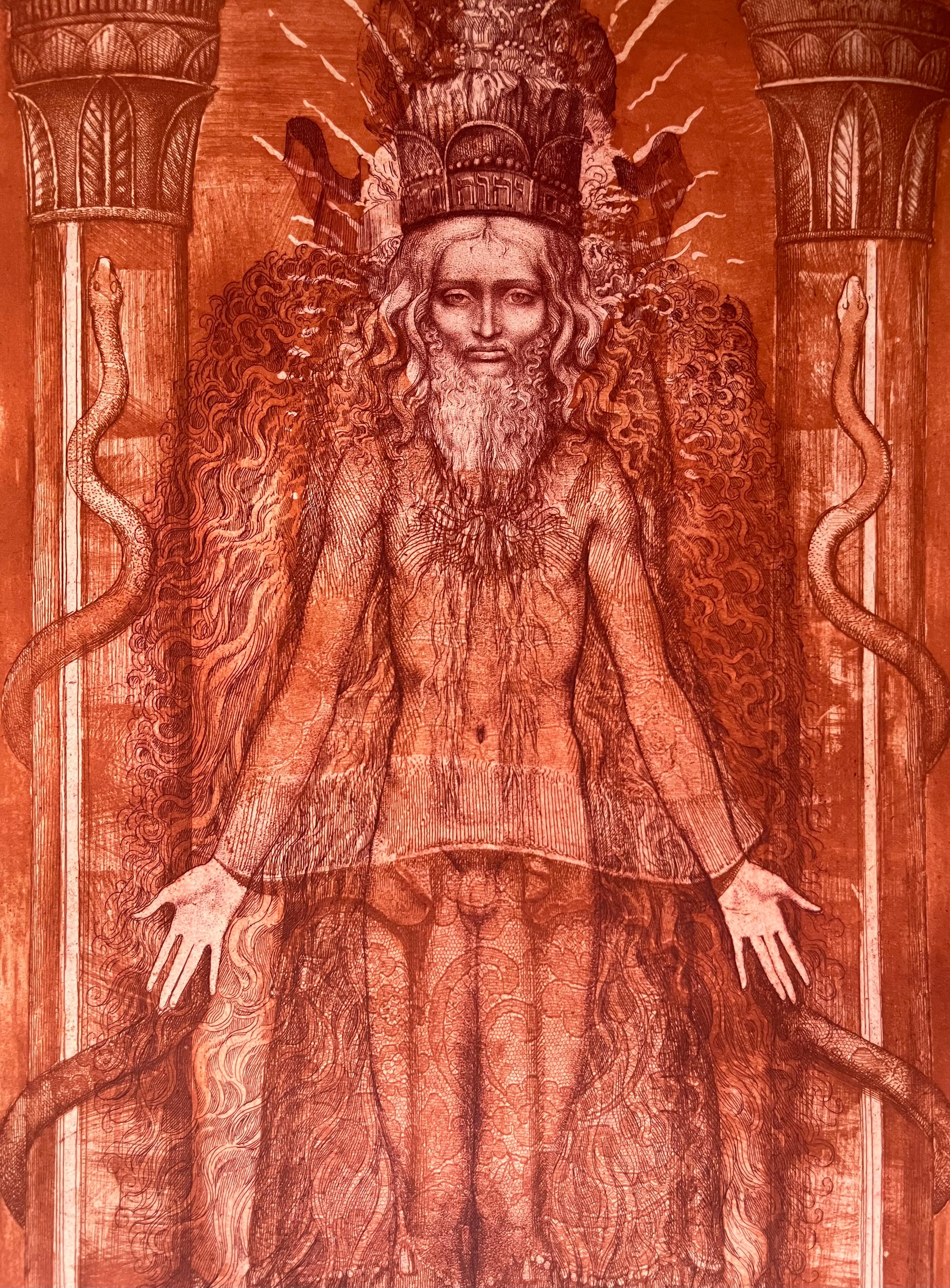 Engraving #2 by Ernst Fuchs: KABBALAH (SEFER YETSIRA and 32 PATHS OF WISDOM) 1