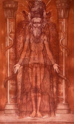 Engraving #2 by Ernst Fuchs: KABBALAH (SEFER YETSIRA and 32 PATHS OF WISDOM)