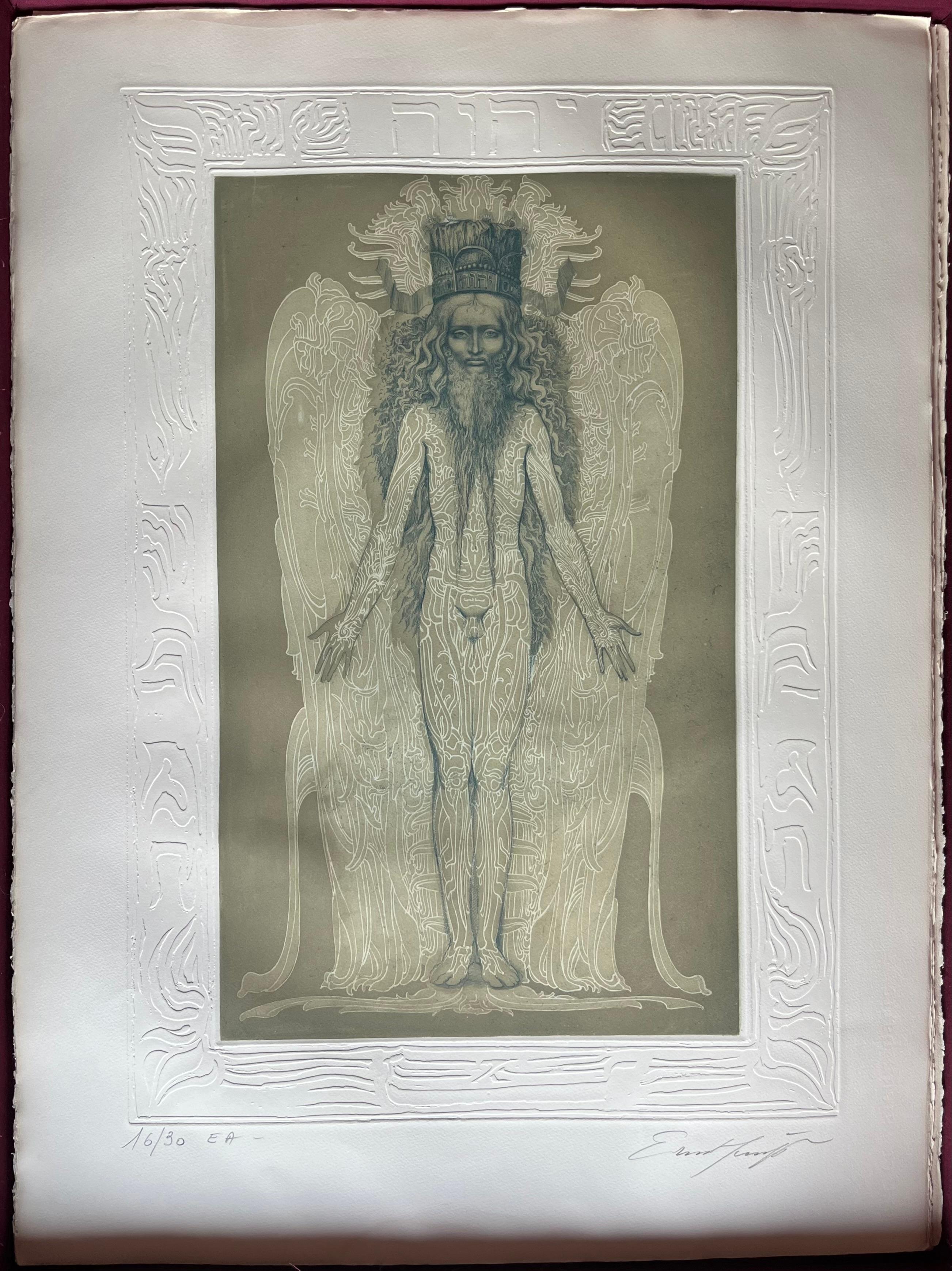 Gravure n°3 d'Ernest Fuchs : KABBALAH (SEFER YETSIRA et 32 PATHS OF WISdom) - Print de Ernst Fuchs