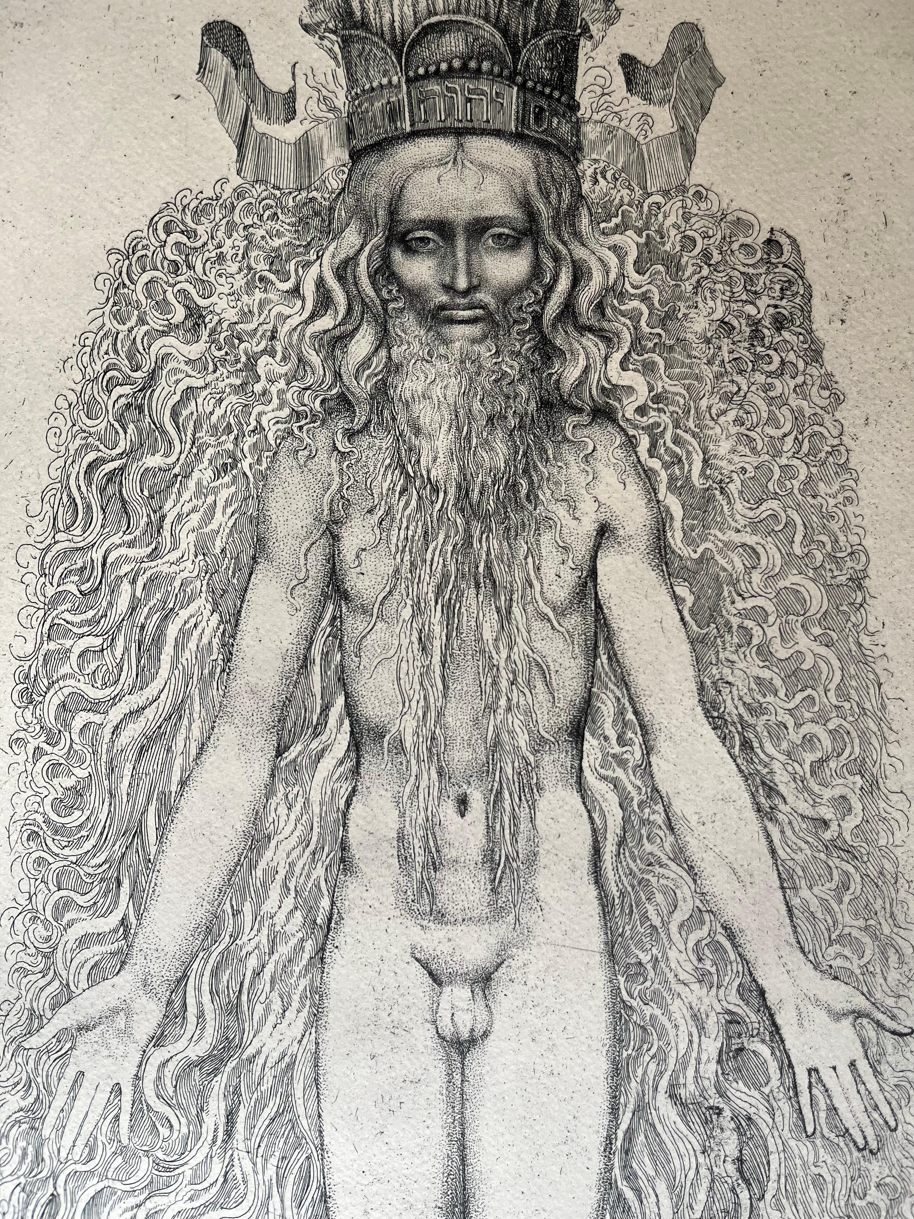 La gravure n° 5 d'Ernest Fuchs : KABBALAH (SEFER YETSIRA et 32 PATHS OF WISdom) - Print de Ernst Fuchs