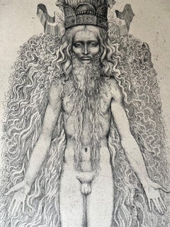 Engraving #5 by Ernst Fuchs: KABBALAH (SEFER YETSIRA and 32 PATHS OF WISDOM)