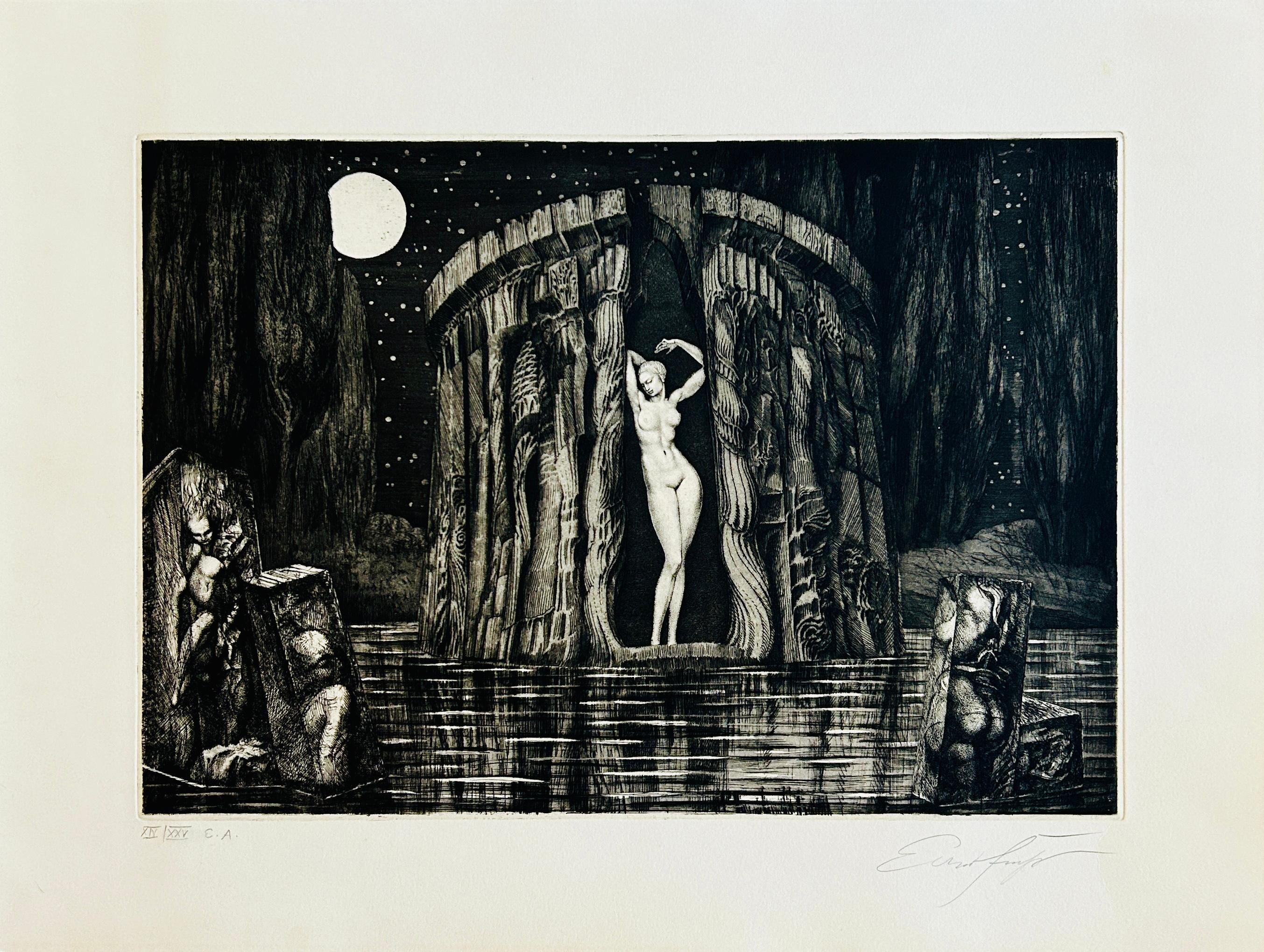 Impression à l'eau-forte signée Ernst Fuchs « Die Geburt der Venus » (La naissance de Vénus) en vente 9