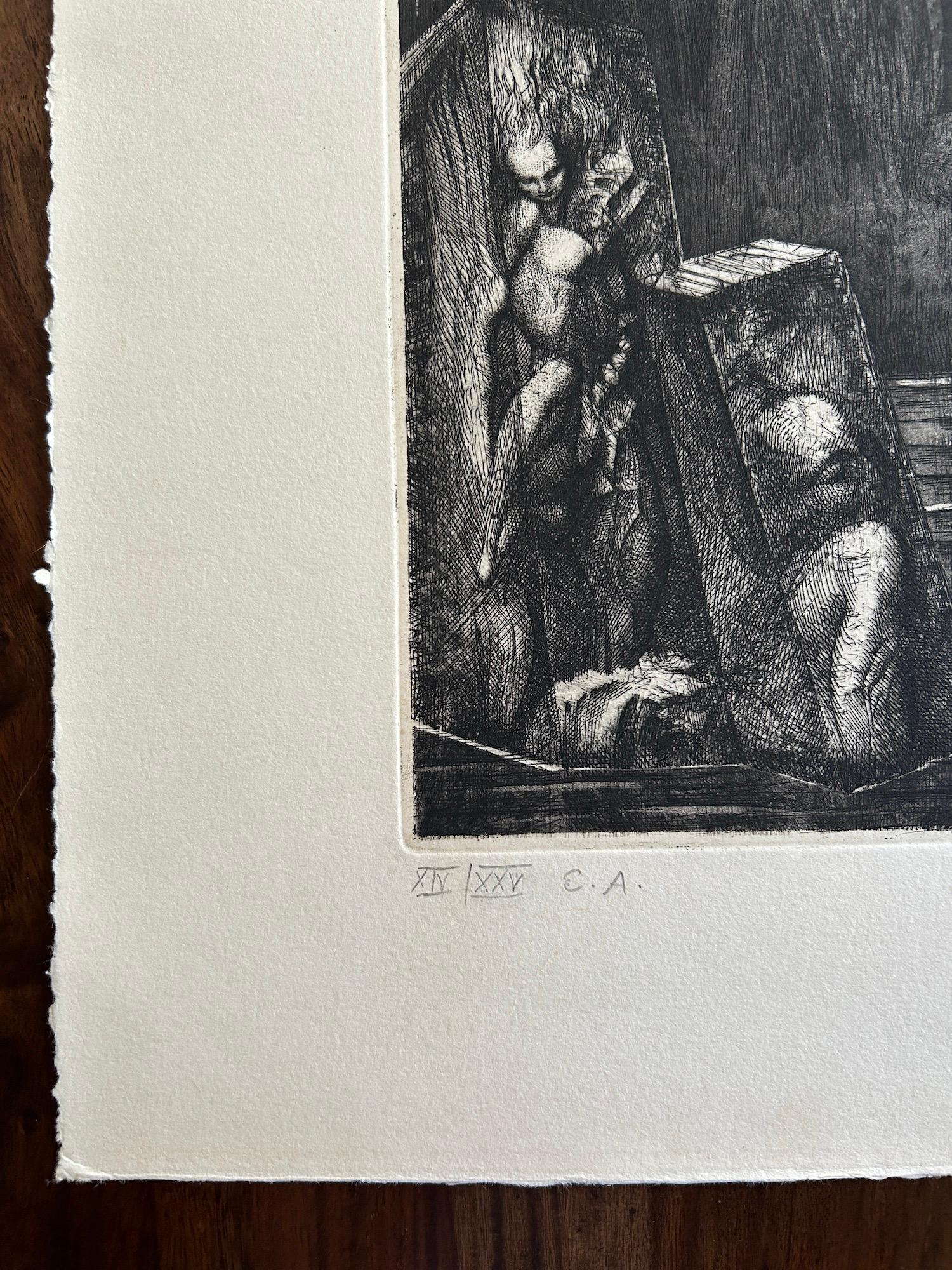 Impression à l'eau-forte signée Ernst Fuchs « Die Geburt der Venus » (La naissance de Vénus) en vente 8