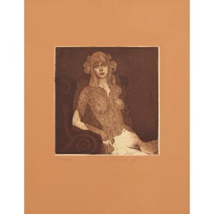 Ernst Fuchs, Eva In A Negligee, Etching