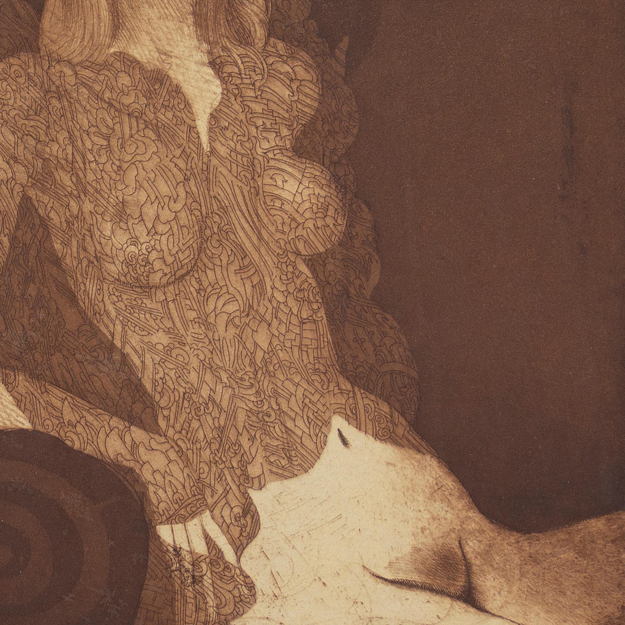 Ernst Fuchs, Eva In A Negligee, Etching 4