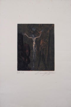 Ernst Fuchs Jesus Crucifixion Aquatint Vienna Fantastic Realism Austria 1972