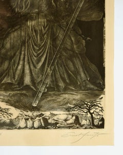 Eau-forte originale de Ernst Fuchs intitulée Samson, le juge - années 1960