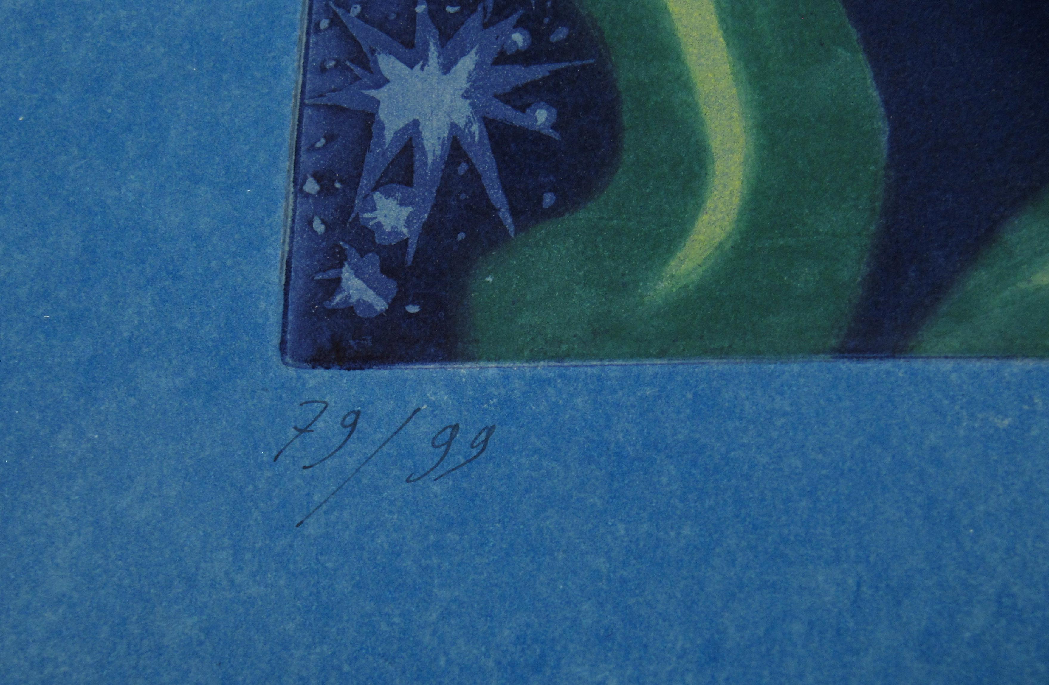 Ernst Fuchs Sphinx Mystagoga Surreale Farbradierung Wien Phantastischer Realismus 1967 im Angebot 5