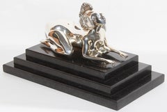 Ernst Fuchs "Silver Sphinx" Silbersphinx, female nude, 925 sterling silver