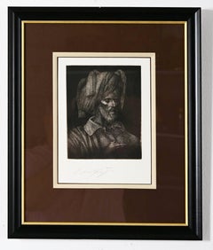 Ernst Fuchs "Self-Portrait als Ali Mirza" Radierung