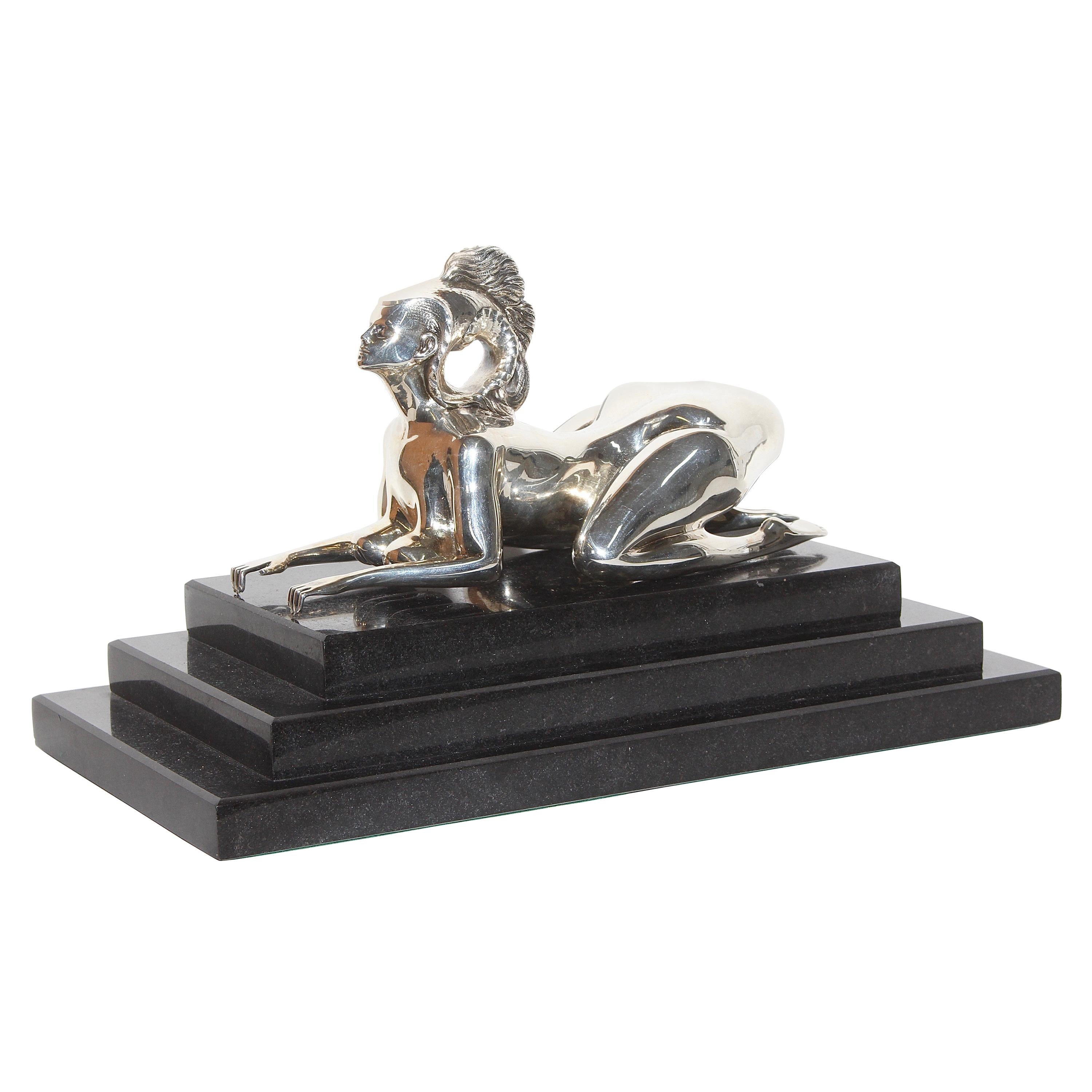 Ernst Fuchs "Silver Sphinx" Silbersphinx, Female Nude, 925 Sterling Silver For Sale