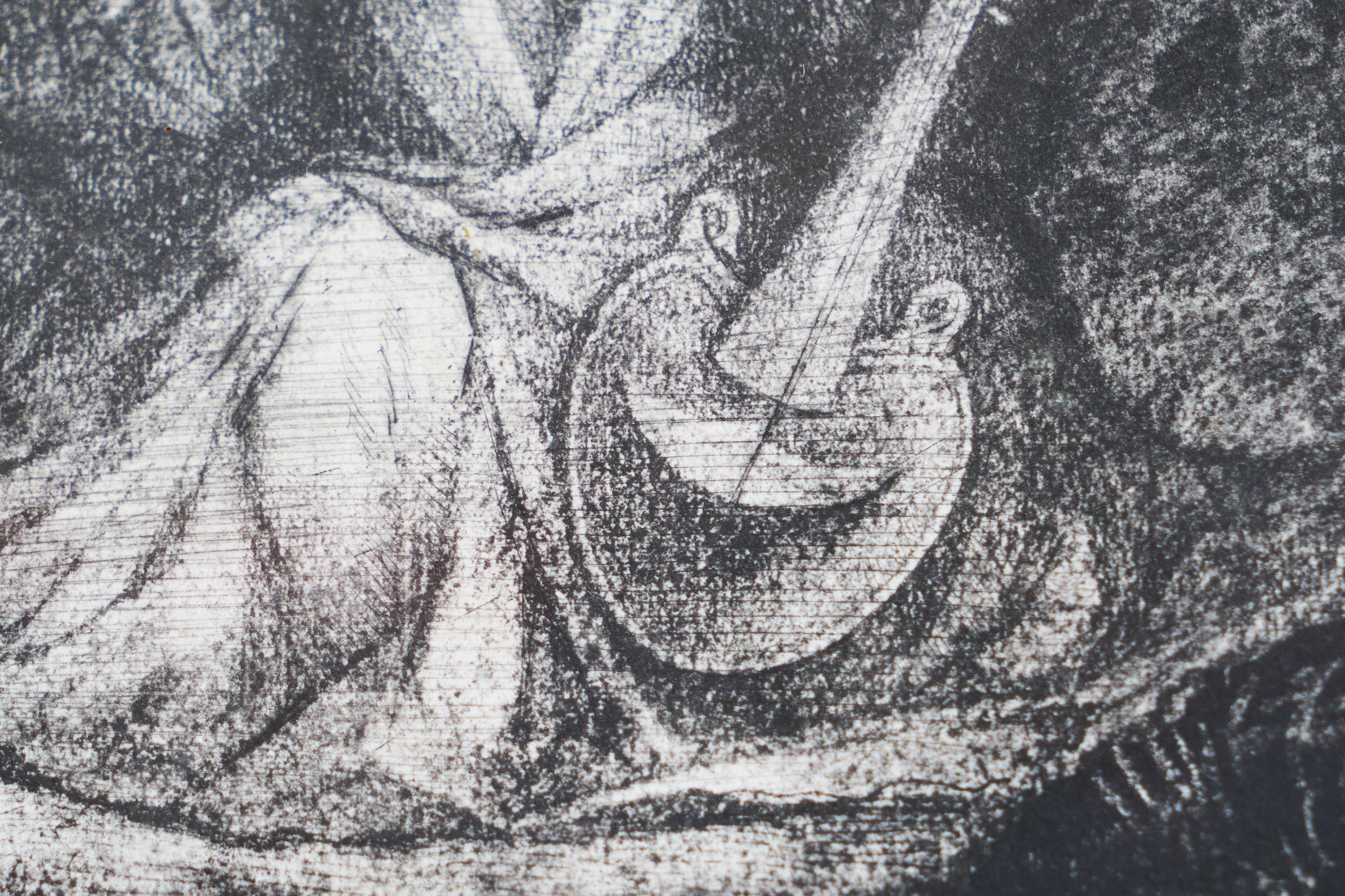 Fatto a mano Ernst Fuchs 'Waldidylle vor der Himmelsmauer' Prova d'artista firmata a mano 1974 in vendita