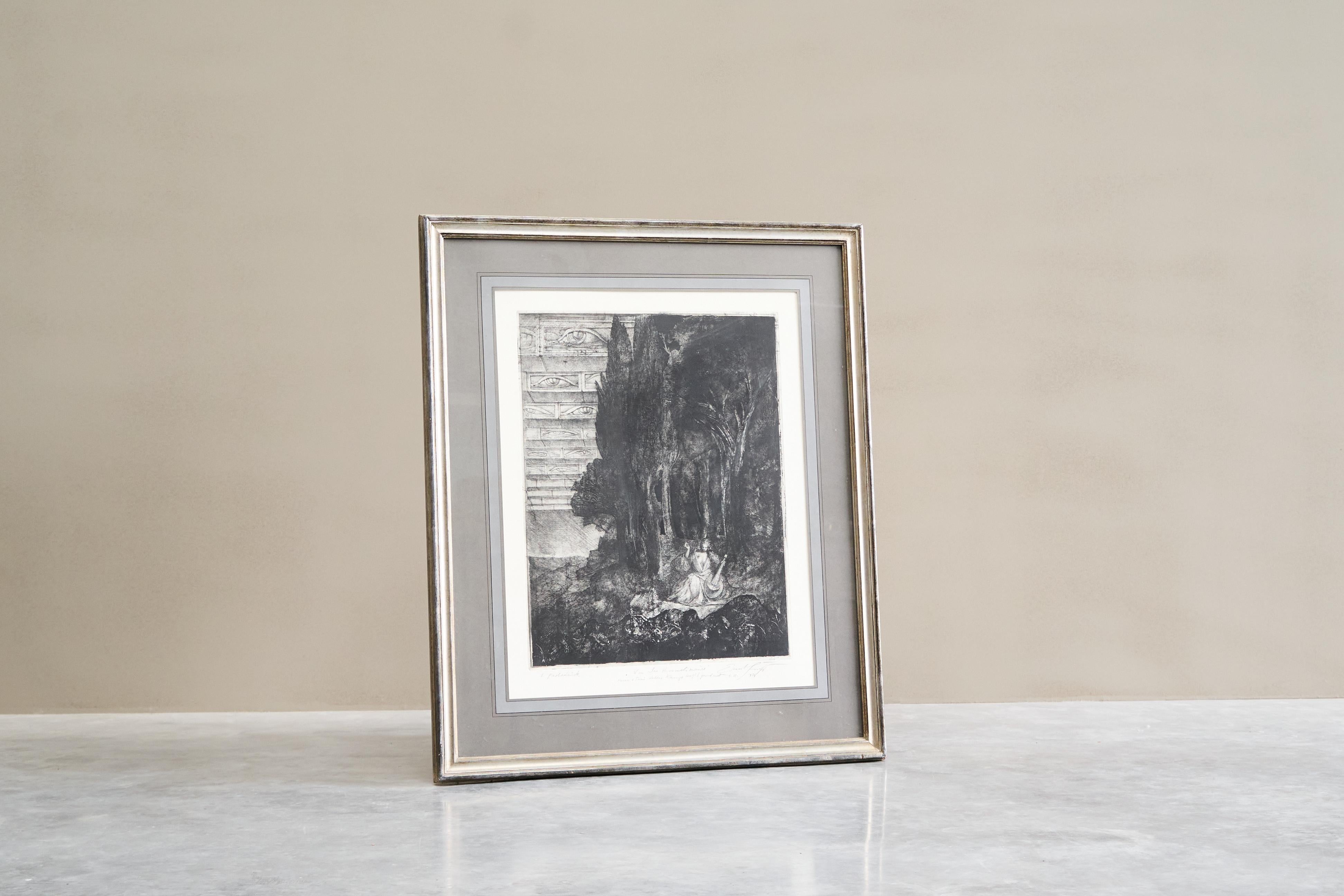 Ernst Fuchs 'Waldidylle vor der Himmelsmauer' Prova d'artista firmata a mano 1974 In condizioni buone in vendita a Meer, VAN