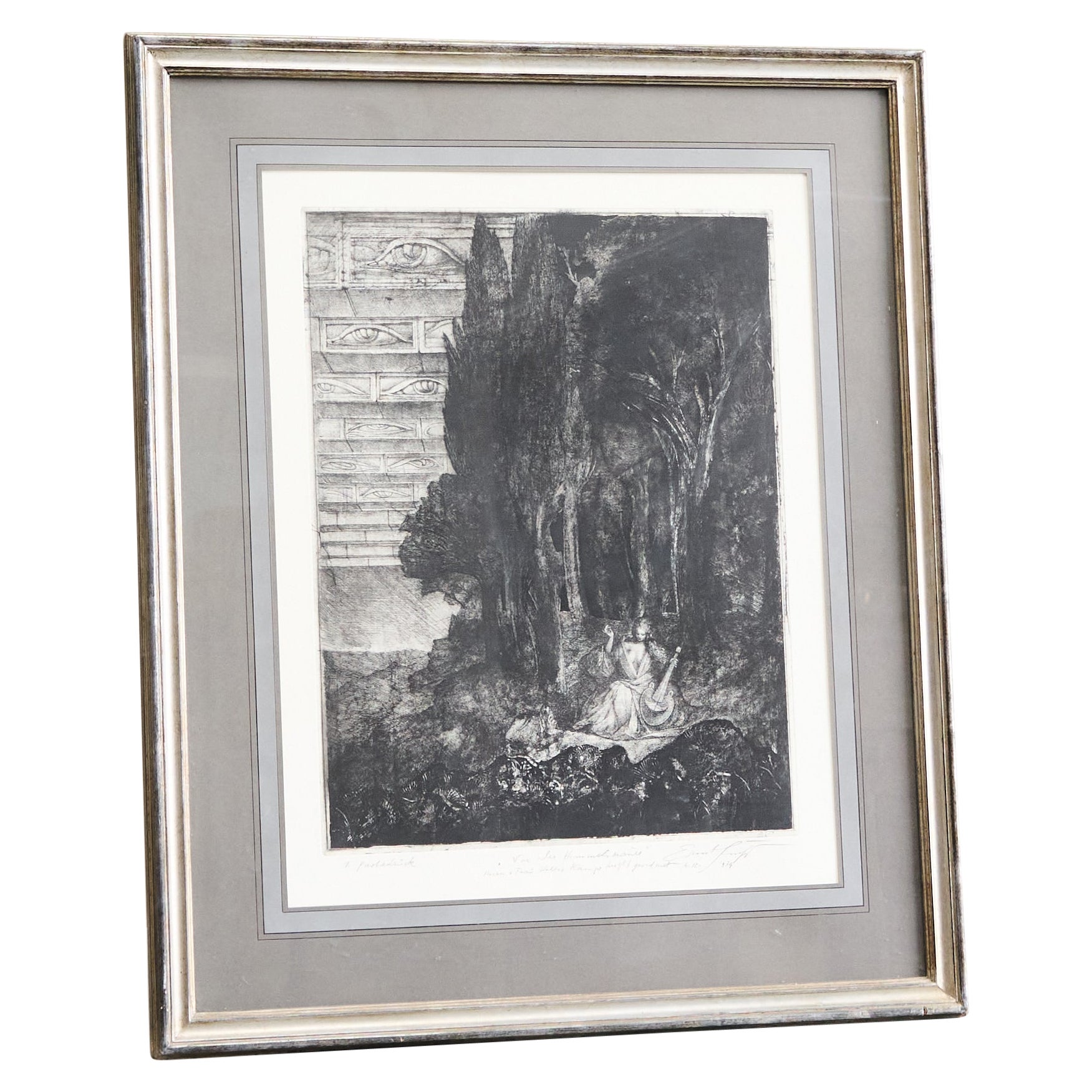 Ernst Fuchs 'Waldidylle vor der Himmelsmauer' Prova d'artista firmata a mano 1974 in vendita