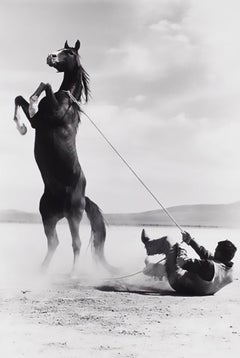 Vintage Mustang, Contemporary Black and White Photography of Horse and Western Rider