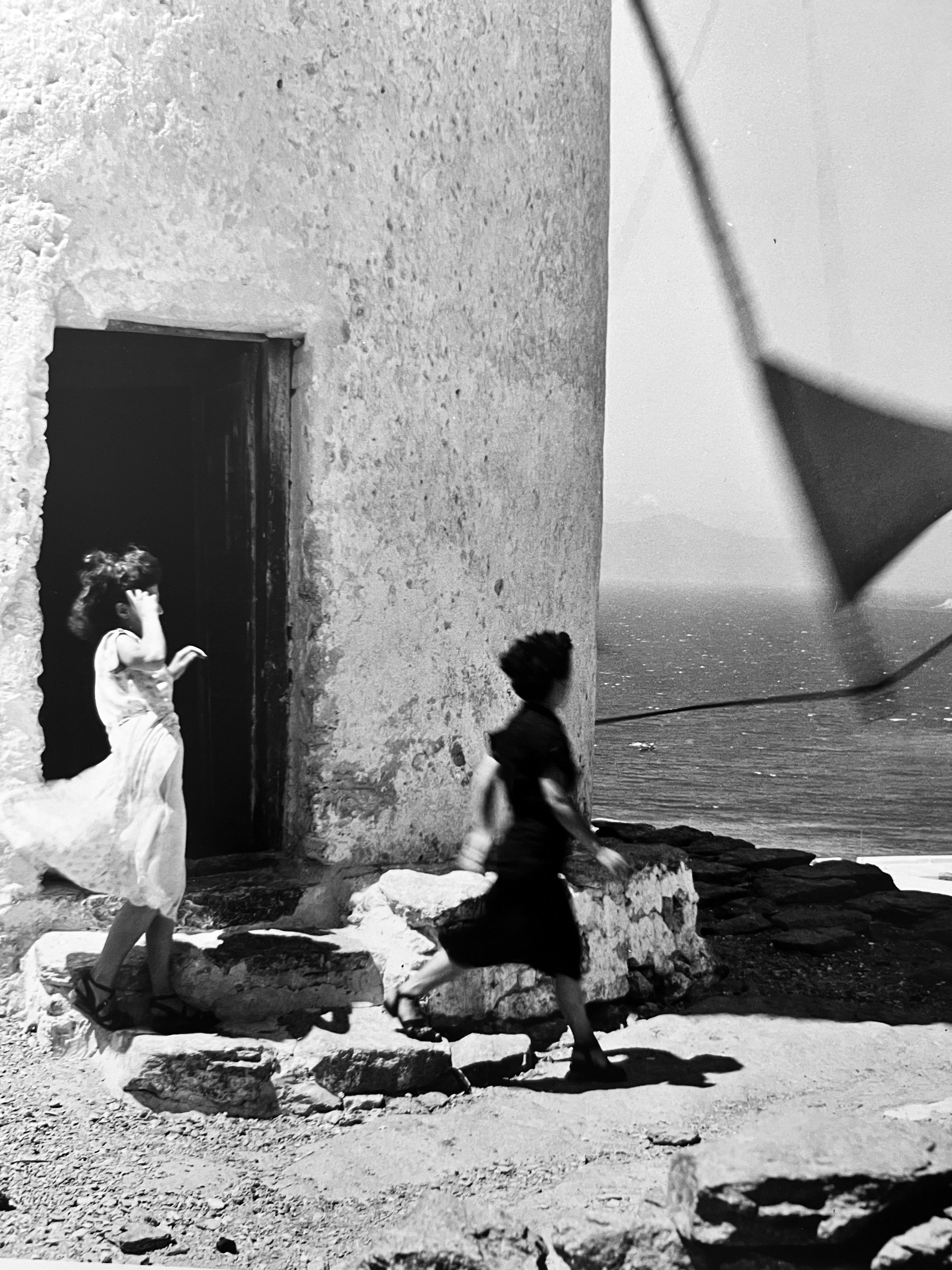Windmill, Greece, Black and White Landscape Photography 1950s - Gray Black and White Photograph by Ernst Haas