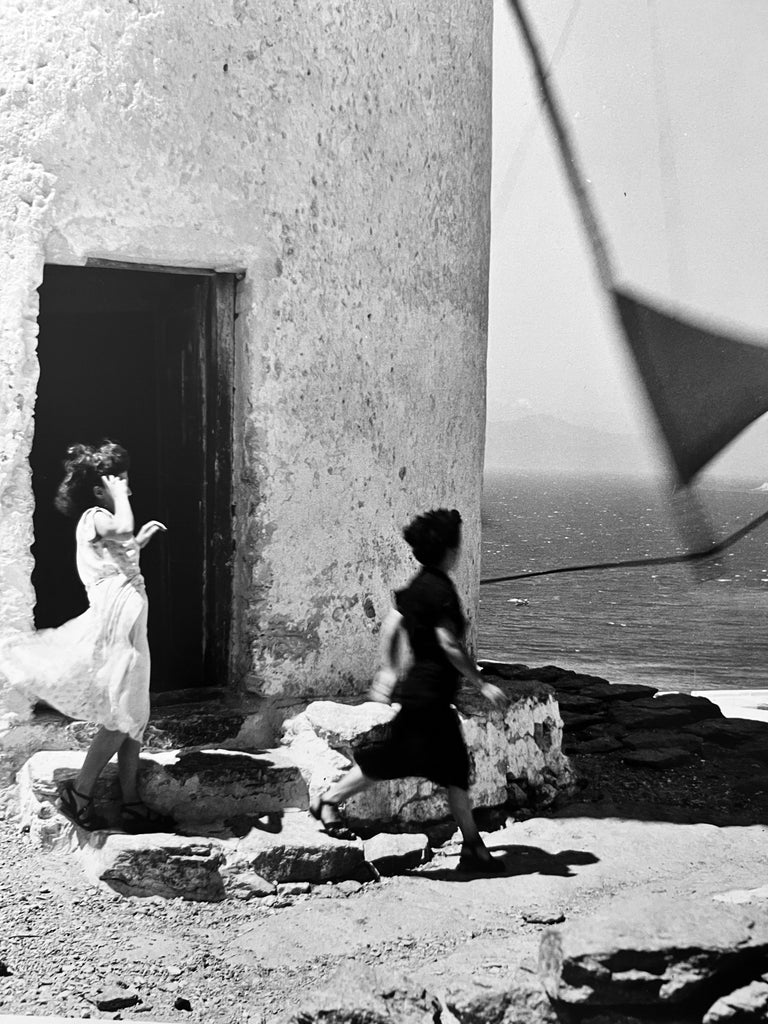 Windmill, Greece, Black and White Landscape Photography 1950s - Gray Black and White Photograph by Ernst Haas