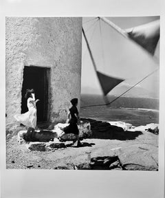 Windmill, Greece, Black and White Landscape Photography 1950s