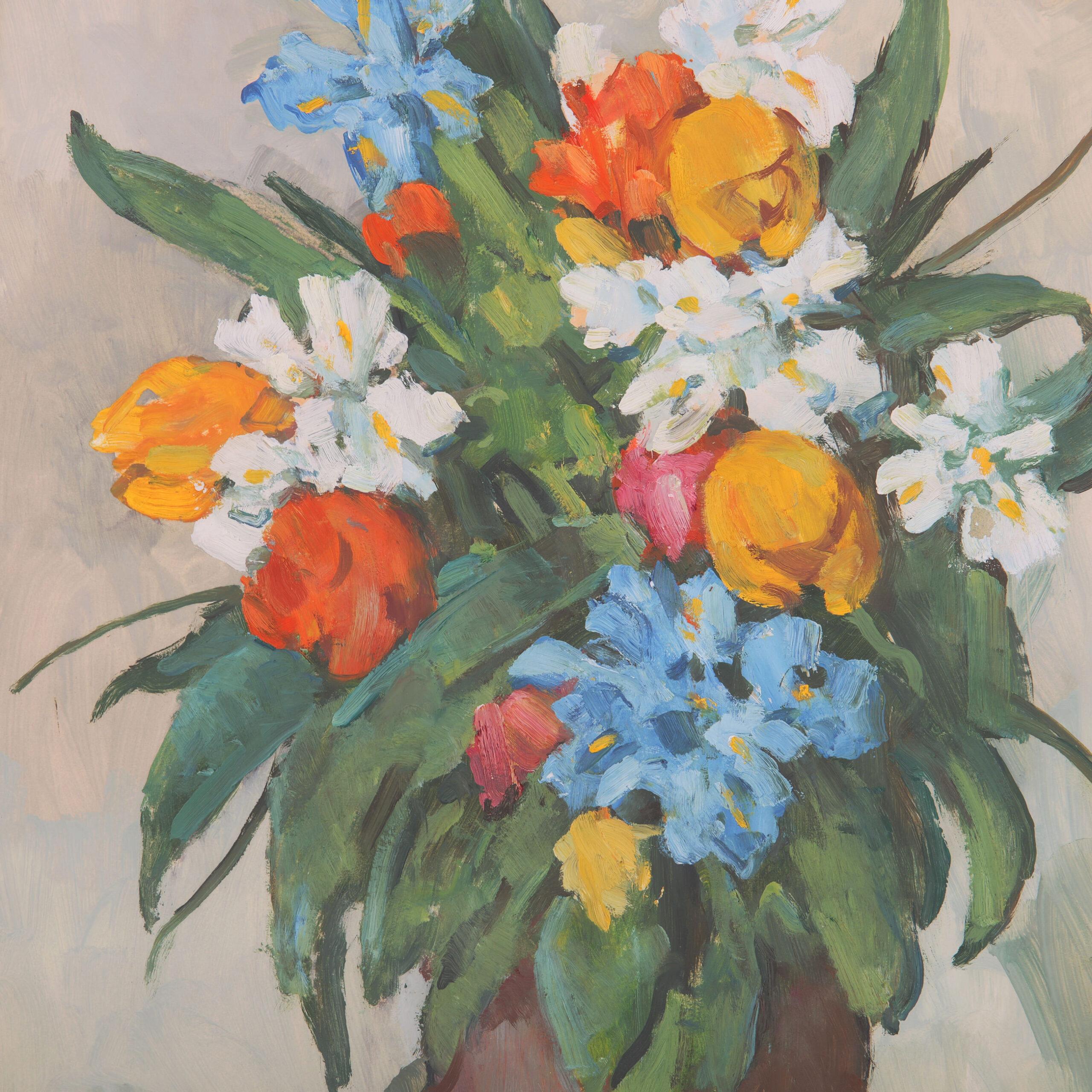 Ernst Hase

(1889 Münster-1968 Münster)

“Flower Still Life with Vase”

Watercolor and gouache on paper, signed lower left

Framed with an antique molding, signed

1889 
Ernst Hase was born on September 26 in Münster. He was one of nine children,