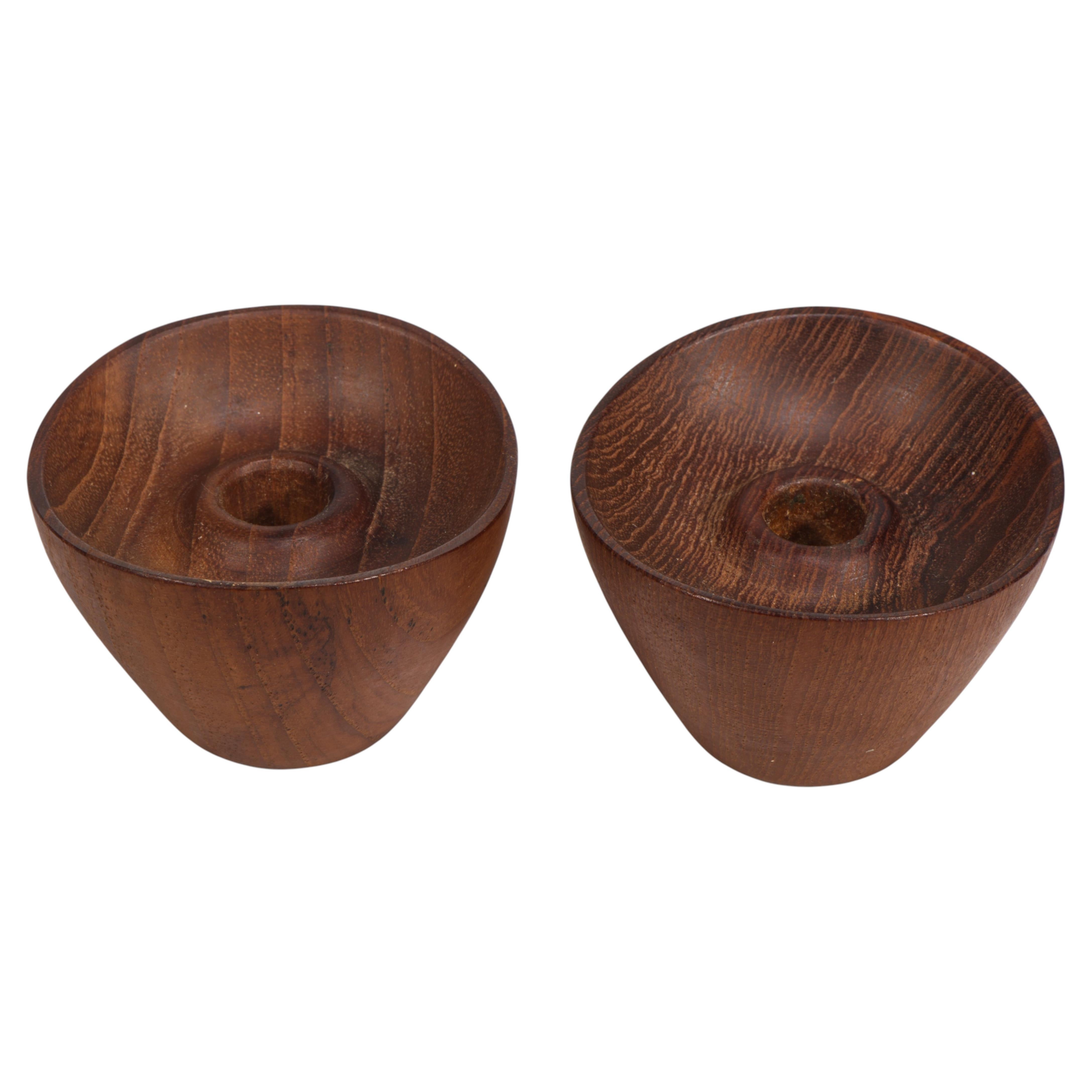 Ernst Henriksen Danish Modern Pair of Teak Candle Holders, 1950s-1960s