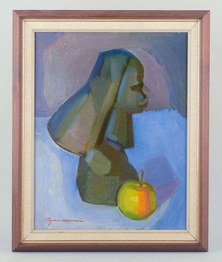 PRE-OWNED GOODS ARE EXEMPT FROM IMPORT TARIFFS FOR U.S., UK, AUSTRALIAN & CANADIAN CUSTOMERS.   
THEREFORE, NO IMPORT TARIFFS WILL BE APPLICABLE TO YOUR PURCHASE. 

Ernst Ingemansson, a listed Swedish artist. 
Oil on canvas.
Modernist still life