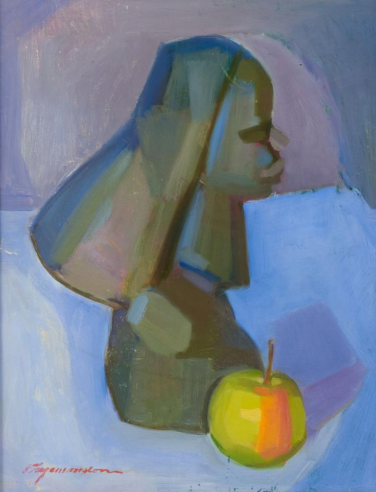 Ernst Ingemansson. Oil on canvas. Modernist still life with woman's bust. For Sale