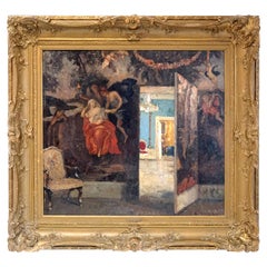 Ernst Kolbe Oil Painting, Canvas, Interior Scene, Late 19th Century, Europe, Big
