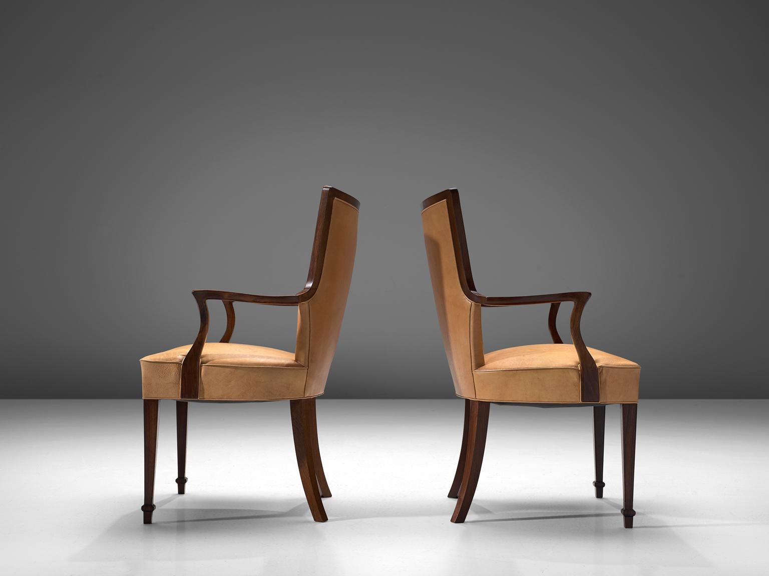 Danish Ernst Kuhn Attributed Dining Chairs in Leather and Solid Rosewood
