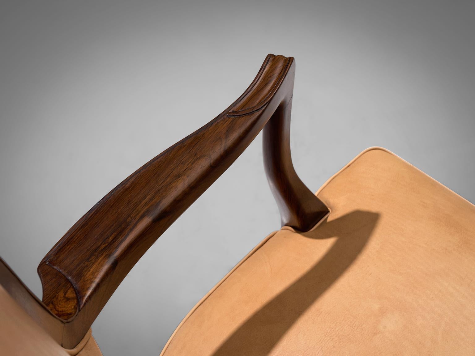 Mid-20th Century Ernst Kuhn Attributed Dining Chairs in Leather and Solid Rosewood