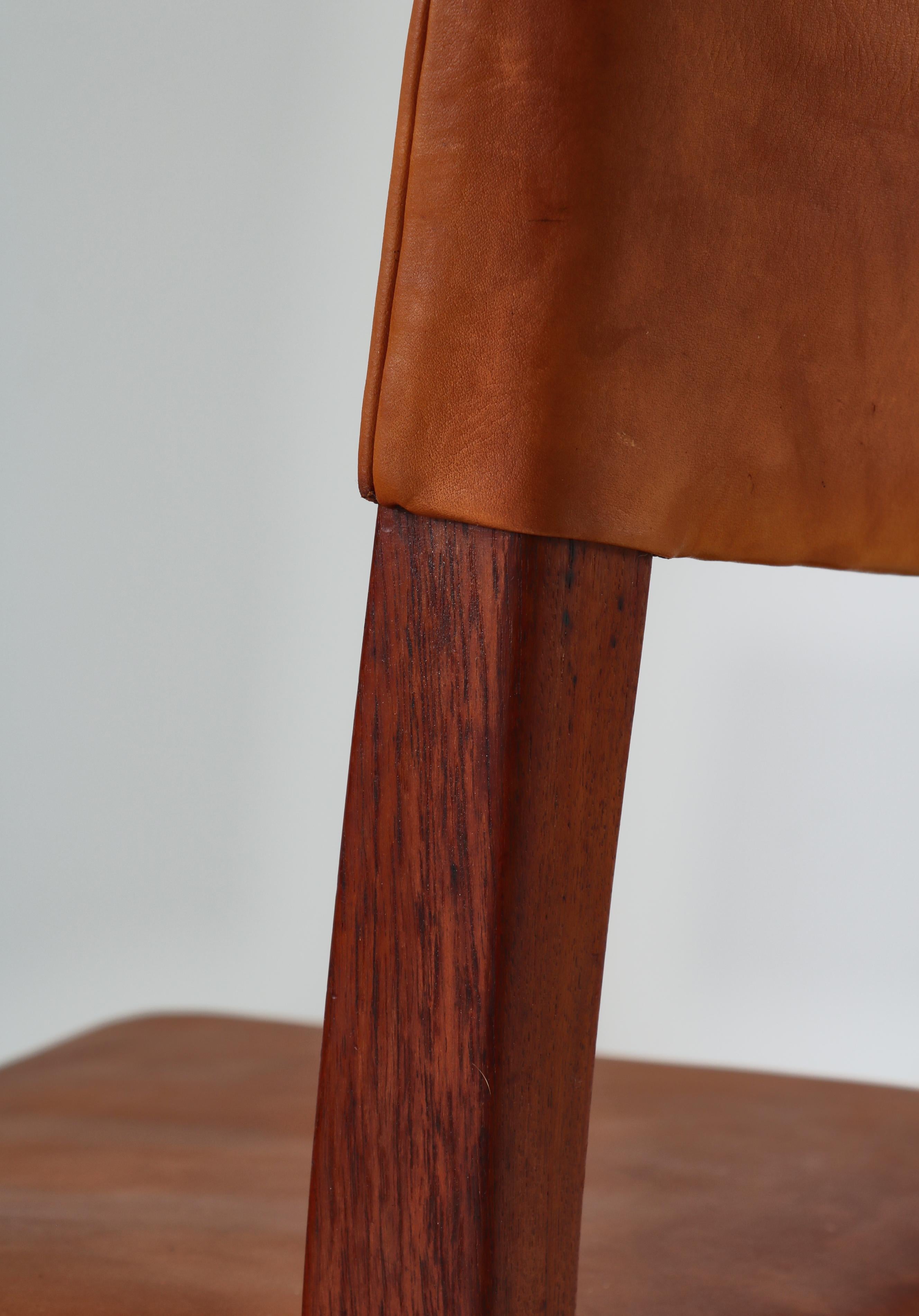 Ernst Kühn Dining Chairs in Leather and Teak by Lysberg, Hansen & Therp, 1940s 7