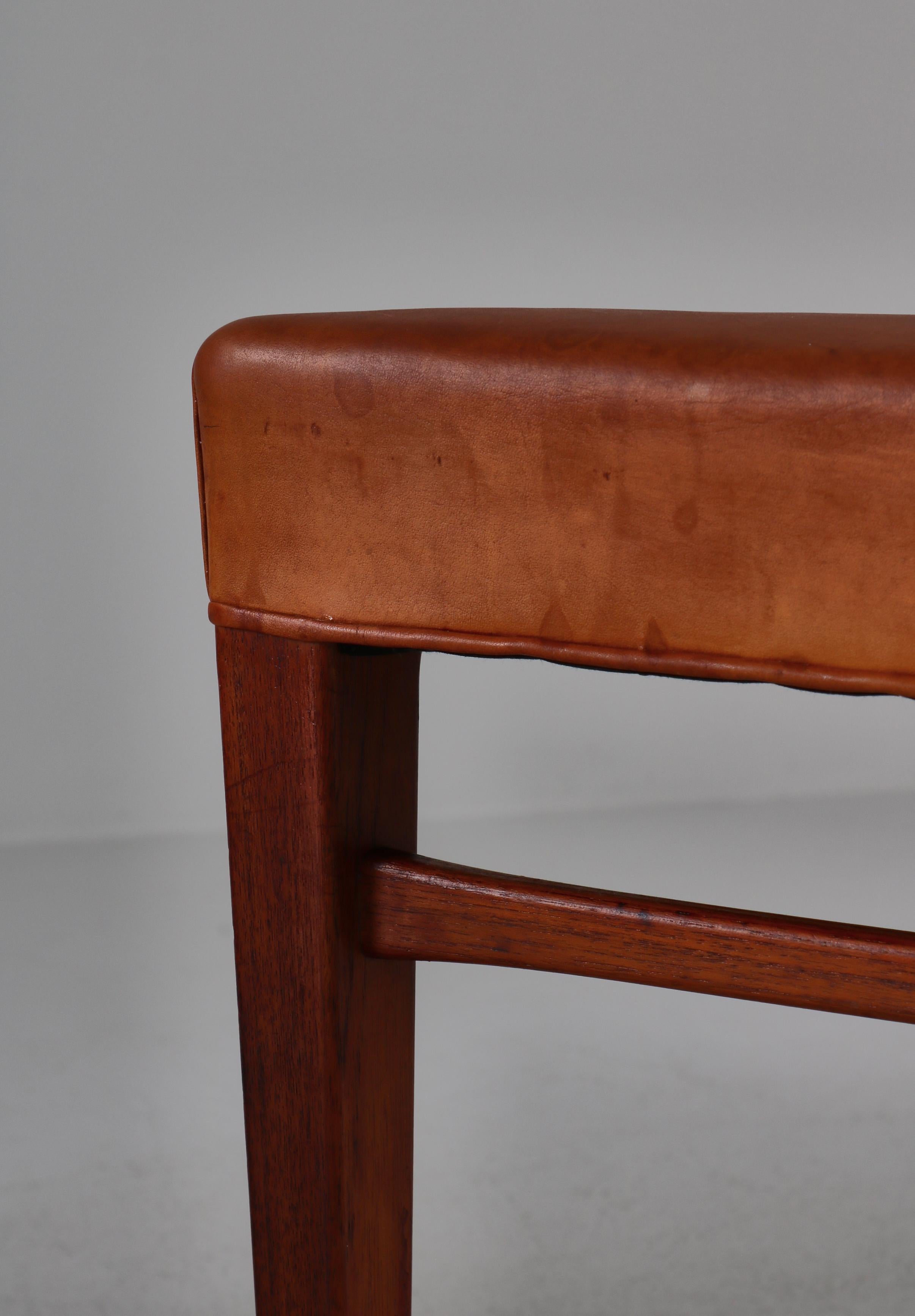 Ernst Kühn Dining Chairs in Leather and Teak by Lysberg, Hansen & Therp, 1940s 8