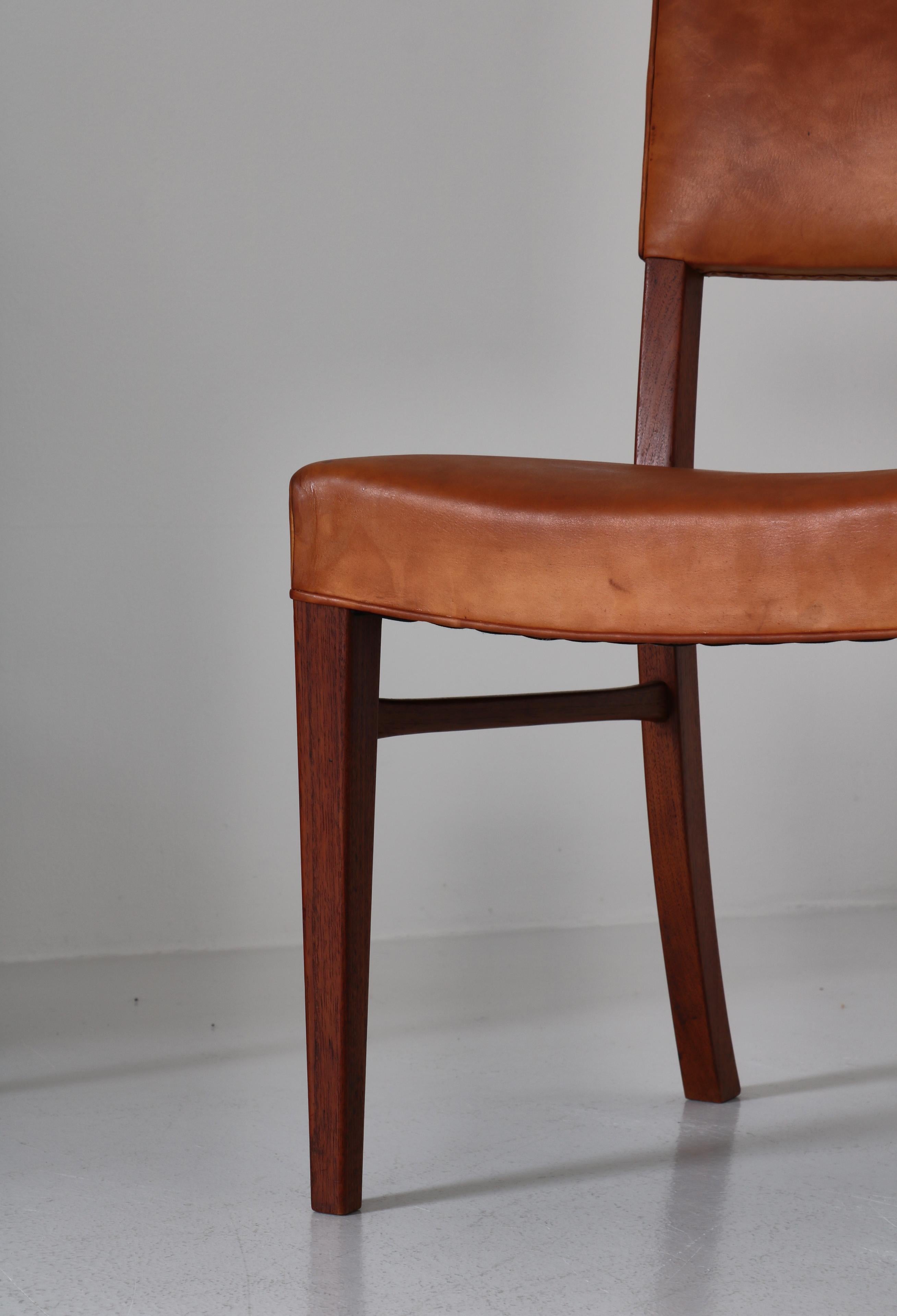 Ernst Kühn Dining Chairs in Leather and Teak by Lysberg, Hansen & Therp, 1940s 1