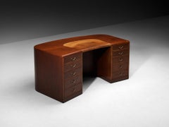 Ernst Kühn for Normina 1930s Danish Executive Desk with Tambour Doors