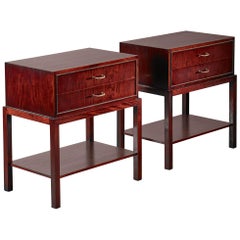 Ernst Kuhn Pair of Mahogany Nightstands, Denmark, 1930s