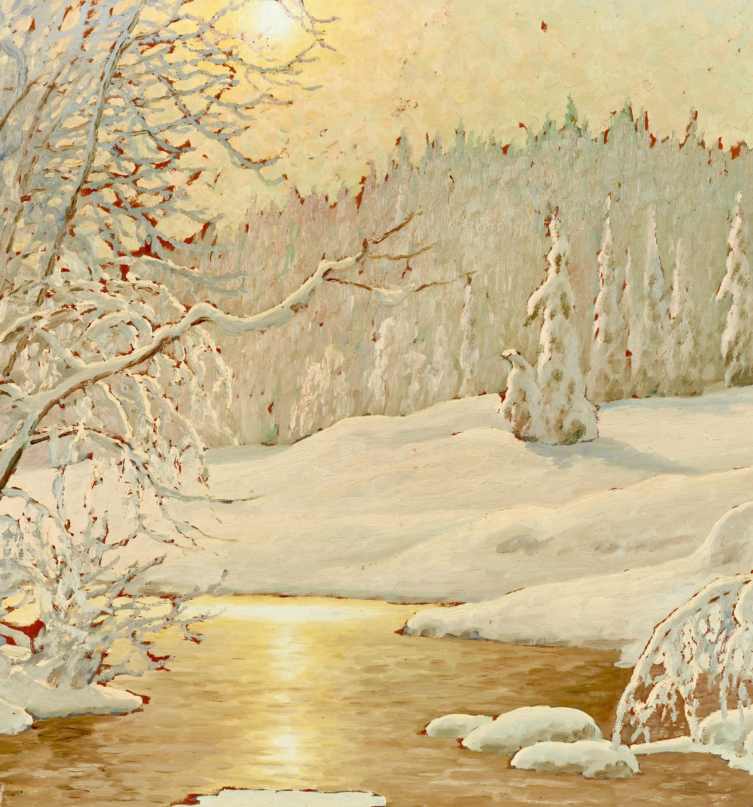 A Winter Landscape in Twilight and Stream (Paysage d'hiver dans le crépuscule et le cours d'eau) en vente 1