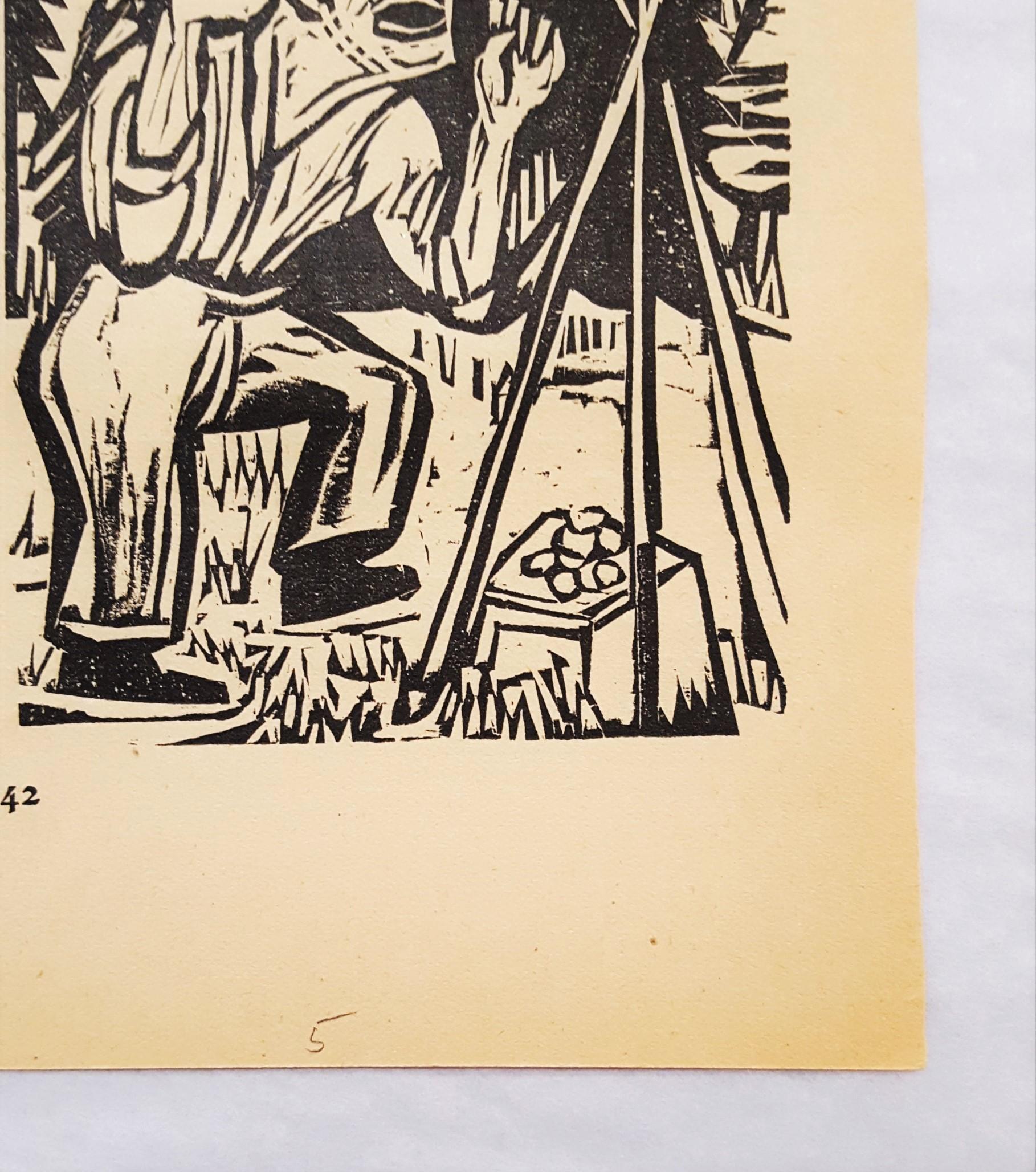 Der Briggel: Briggel verflucht das Geld (Briggel: Briggel Cursing Money) - Expressionist Print by Ernst Ludwig Kirchner