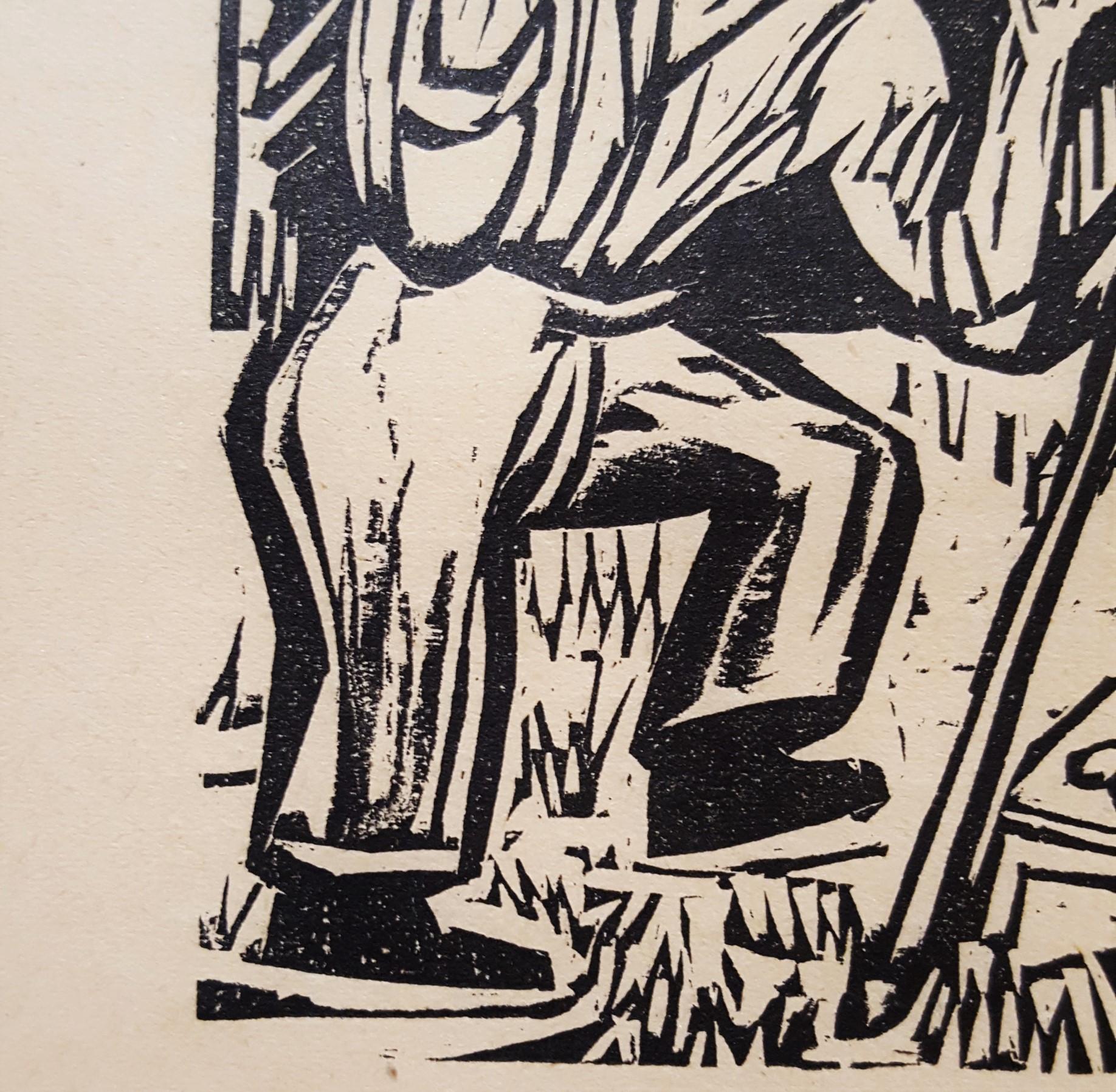 An original woodcut engraving on wove paper by German artist Ernst Ludwig Kirchner (1880-1938) titled 