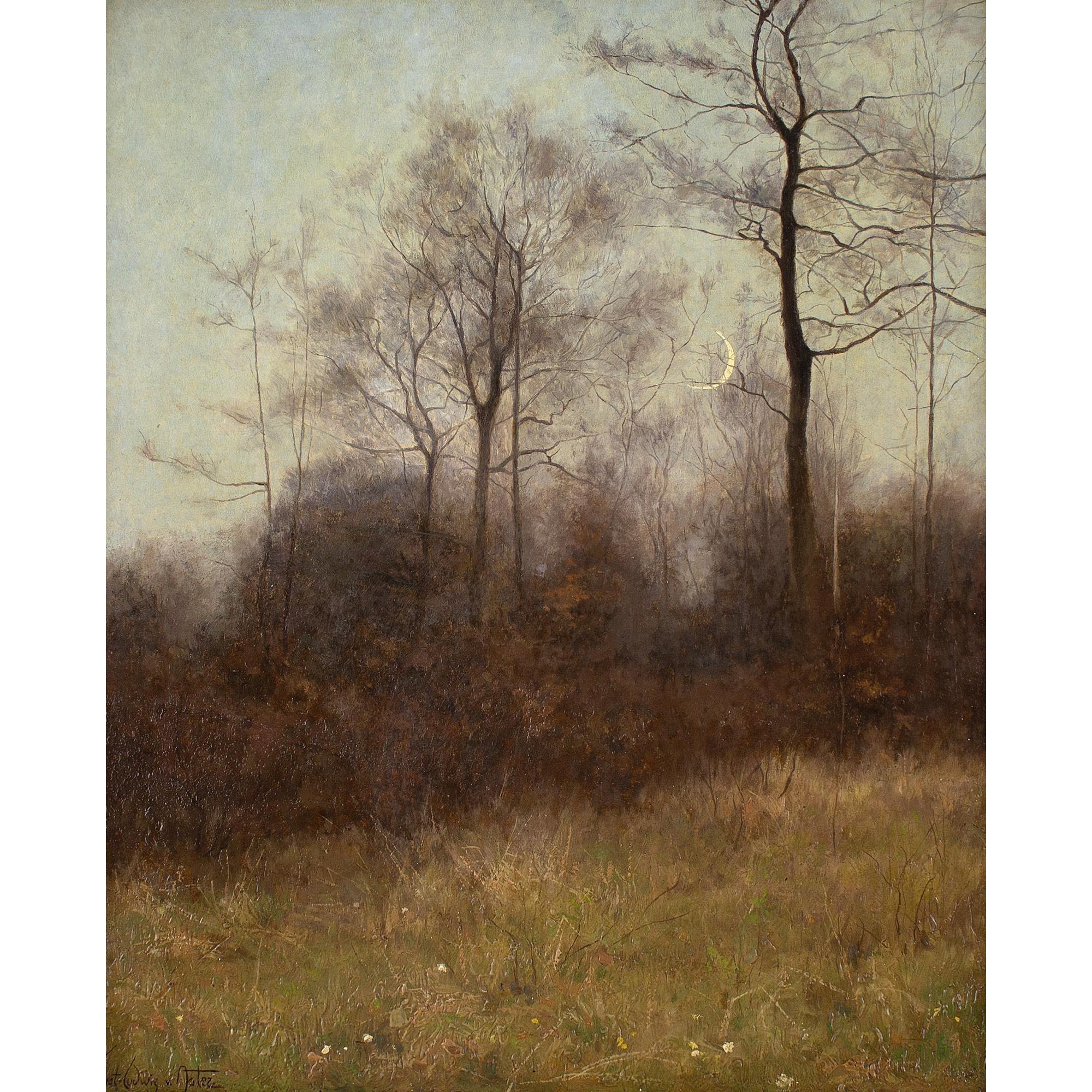 Ernst Ludwig Von Aster, Autumn Landscape With Crescent Moon For Sale 1