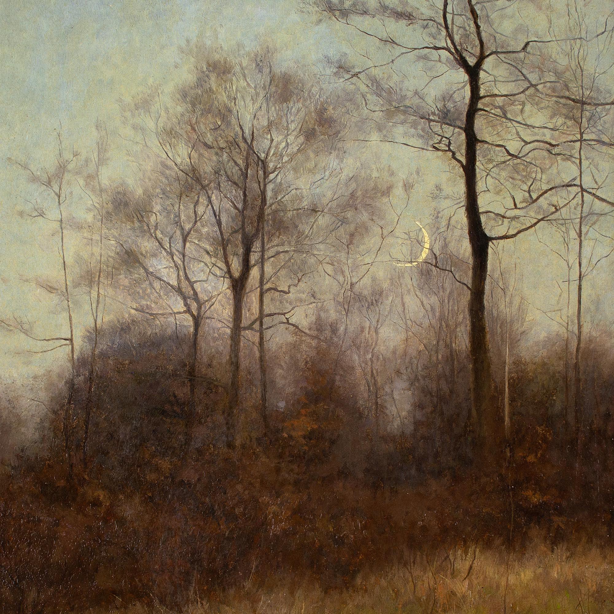 Ernst Ludwig Von Aster, Autumn Landscape With Crescent Moon For Sale 4