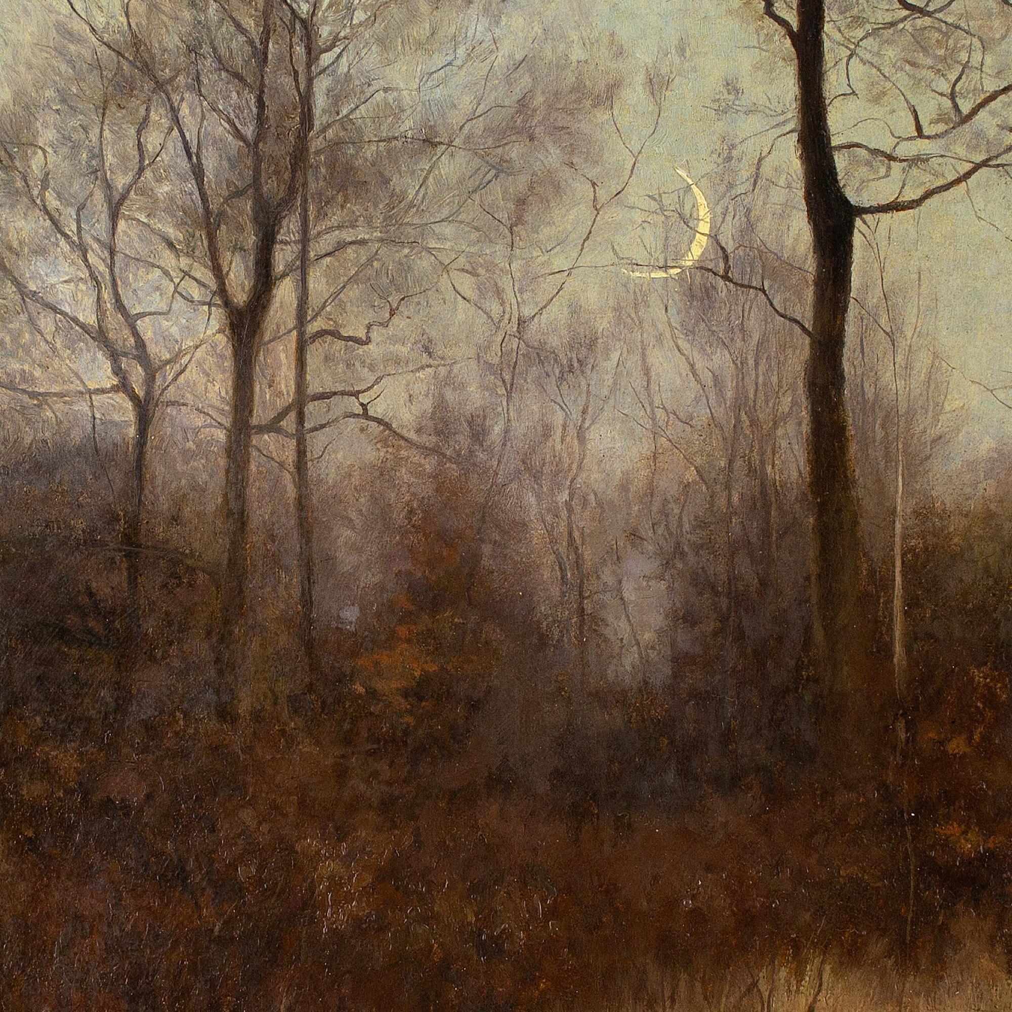 Ernst Ludwig Von Aster, Autumn Landscape With Crescent Moon For Sale 6