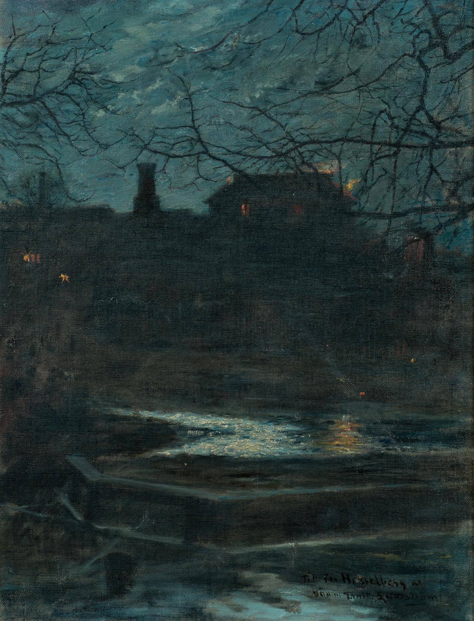 The Glow of the Past: Lundströms Stockholm mit einem Hauch von Mysterium (Romantik), Painting, von Ernst Lundström